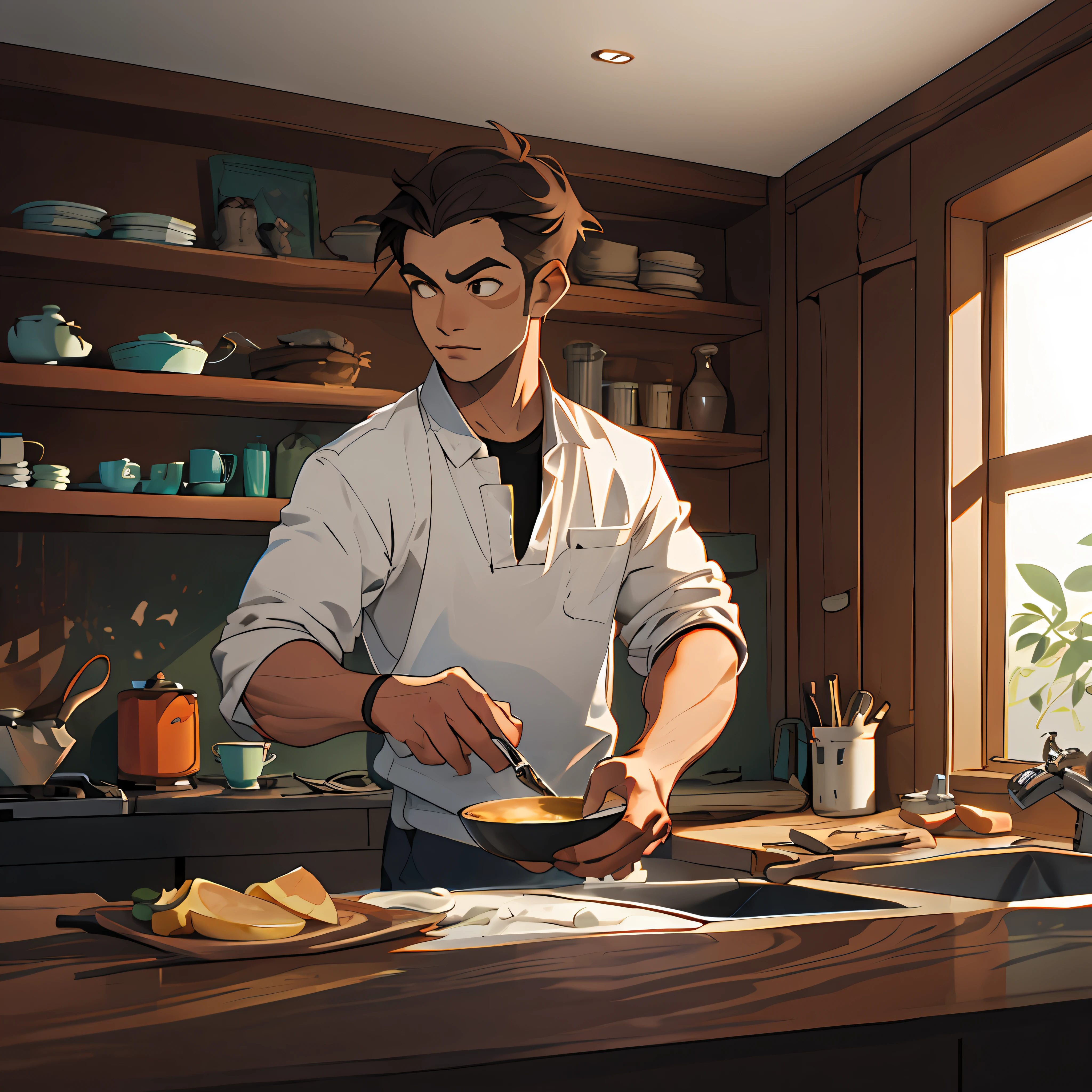 cozinha, estilo simples: 1.2, parede branca, bancada simples ,