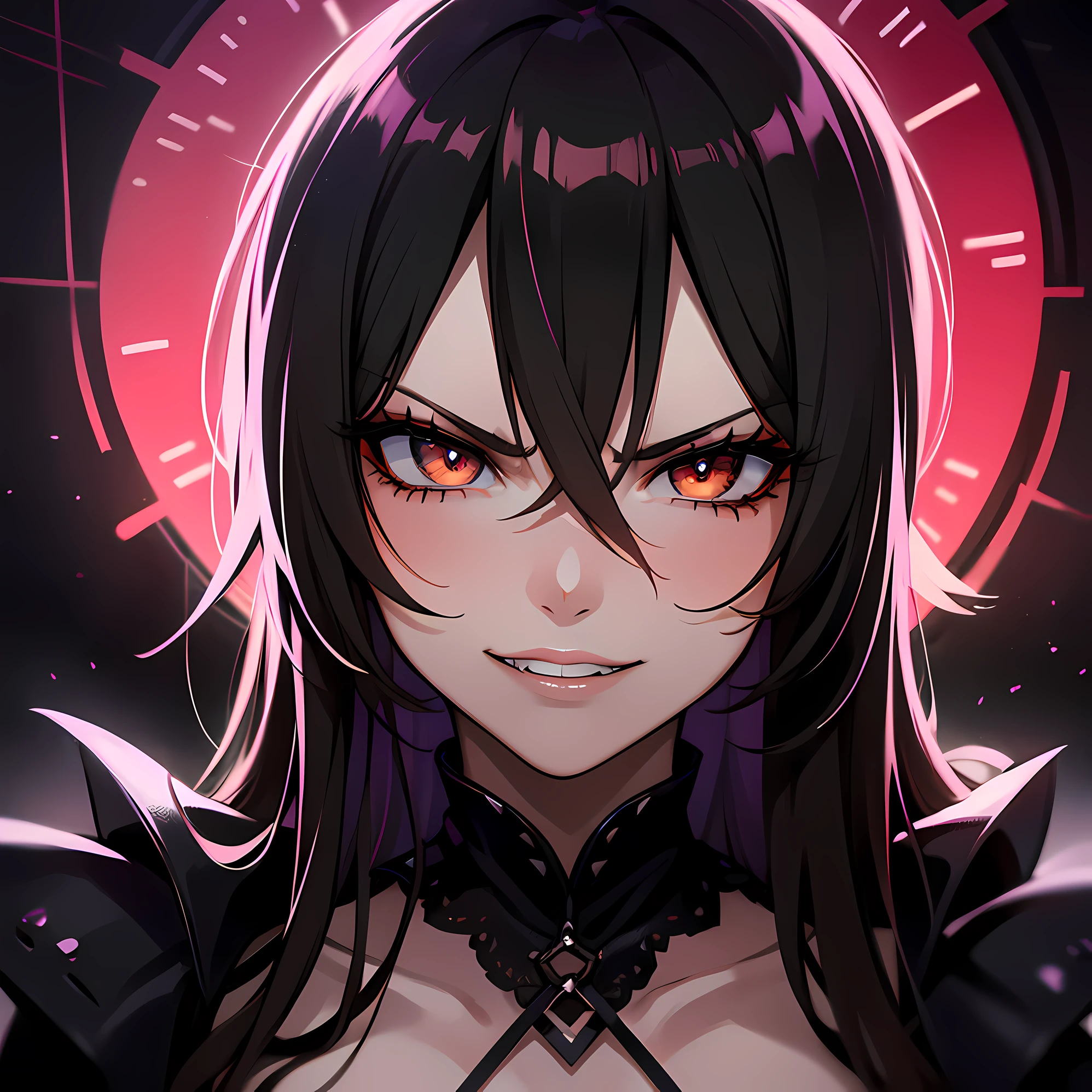 (masterpiece, best quality), stunning women in a seductive grunge outfit, sultry and gorgeous, angry looking face, smirk on face, lot of colourfull lights, apartament
