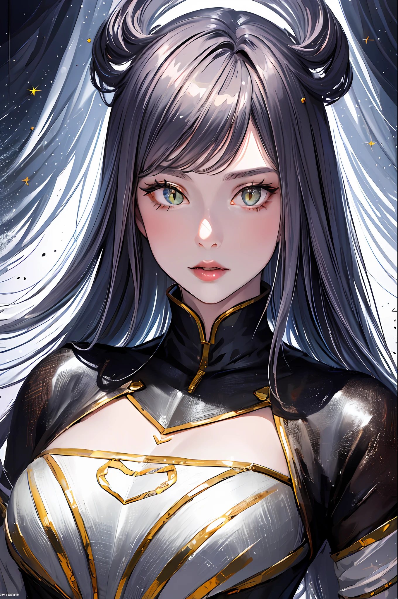 (masterpiece, top quality, best quality, official art, beautiful and aesthetic:1.2), cateyes,1girl, solo, armour, magic, light particles, upper body, extreme detailed, highest detailed, optical mixing, playful patterns, lively texture, unique visual effect