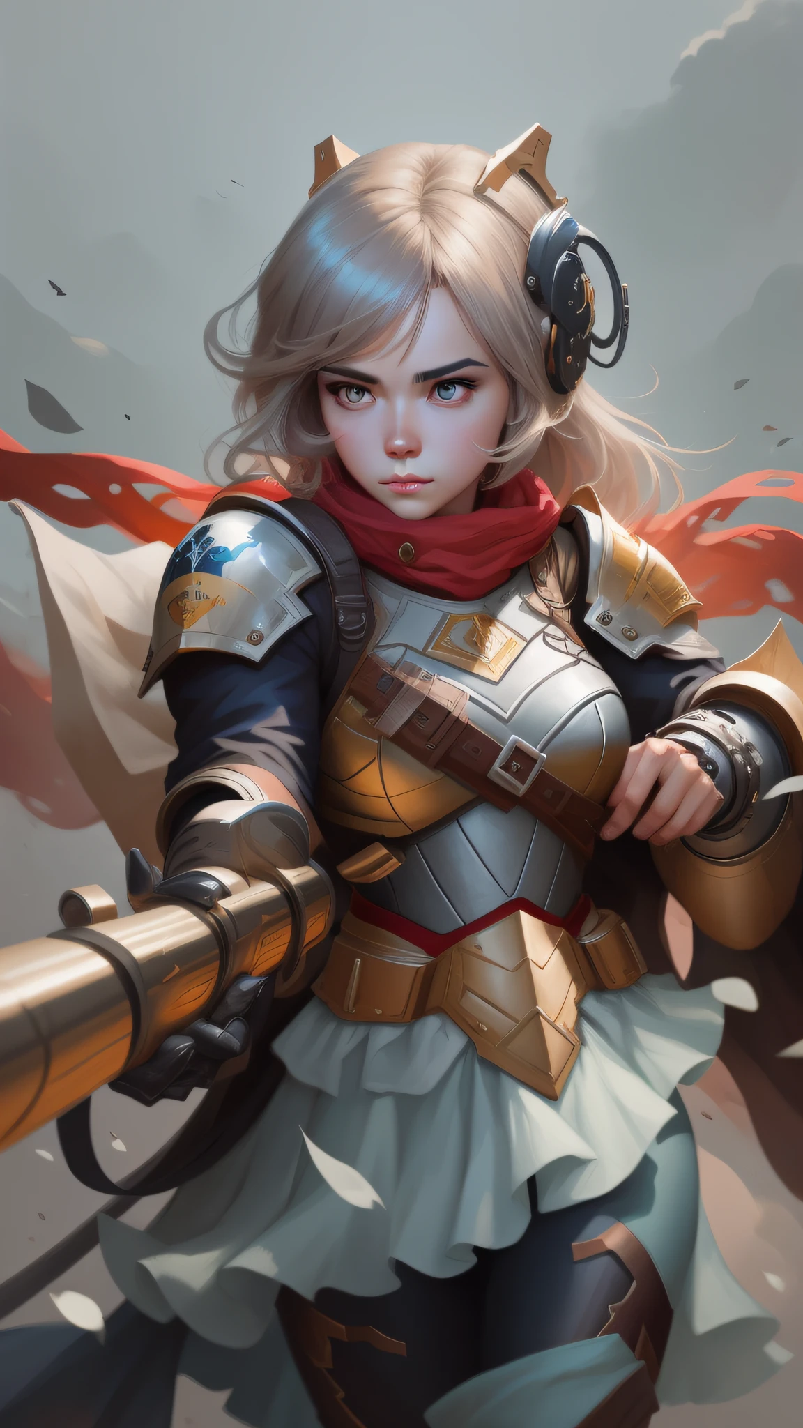mulher de cabelos loiros em armadura segurando uma grande arma, Artgerm e Atey Ghailan, Artgerm e Wlop, Modelo IG | Artgerm, WLOP | Artgerm, Artista Artgerm I e WLOP, Artgerm em ArtStation Pixiv, Artgerm extremamente detalhado, Ross Tran 8 K, Wlop Ross