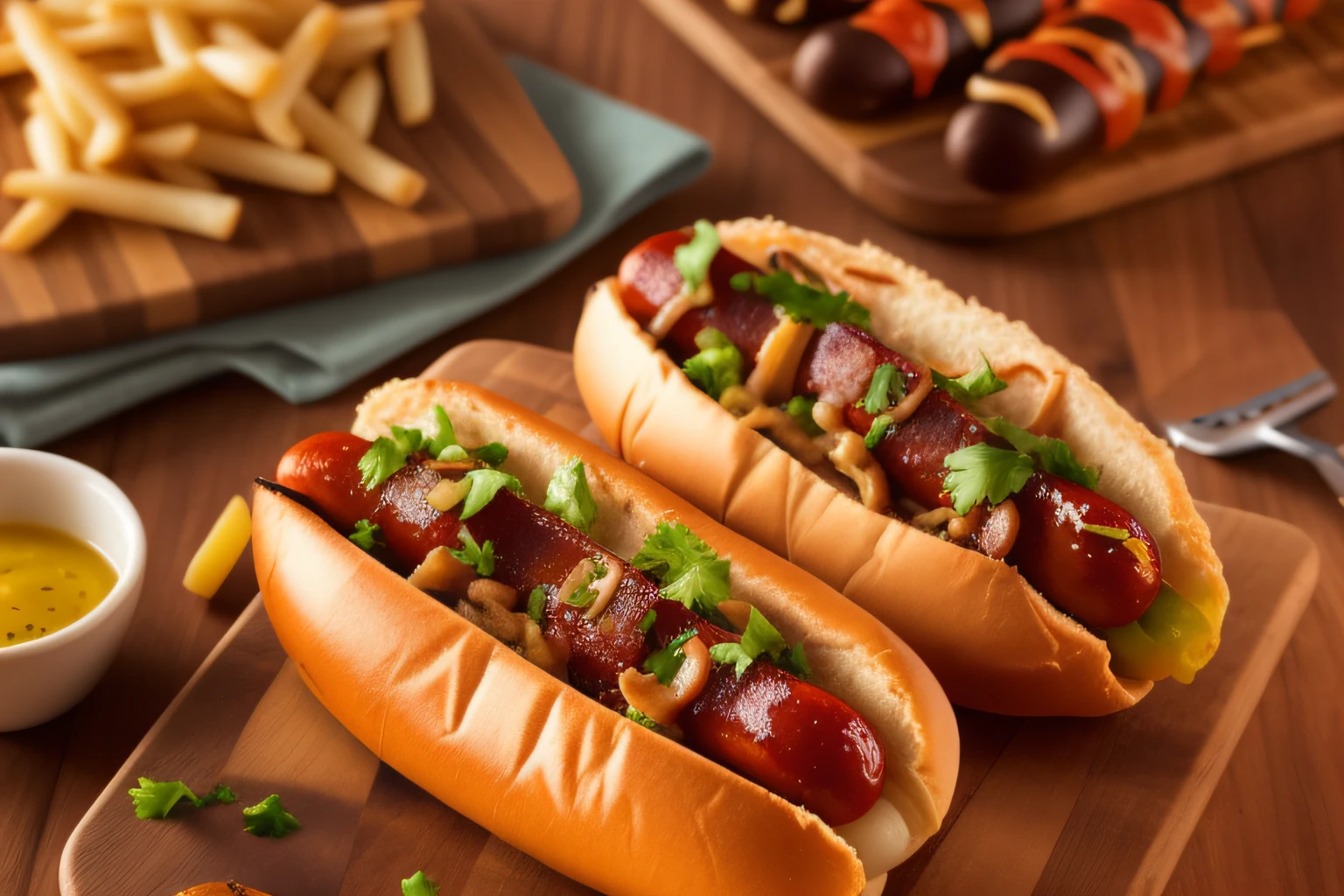 two hot dogs with onions and onions on a cutting board, Cachorro-quente, Salsichas, cachorro-quente, anonymous as a sausage, Shutterstock, salsicha, Fotografia de comida de alta qualidade, chorizo sausage, comida deliciosa, altamente estilizado, ❤🔥🍄🌪, easy, Alimentos comerciais 4K, extremamente intrincado, great quality, Mouthwatering, retangular, easy go, Weenie