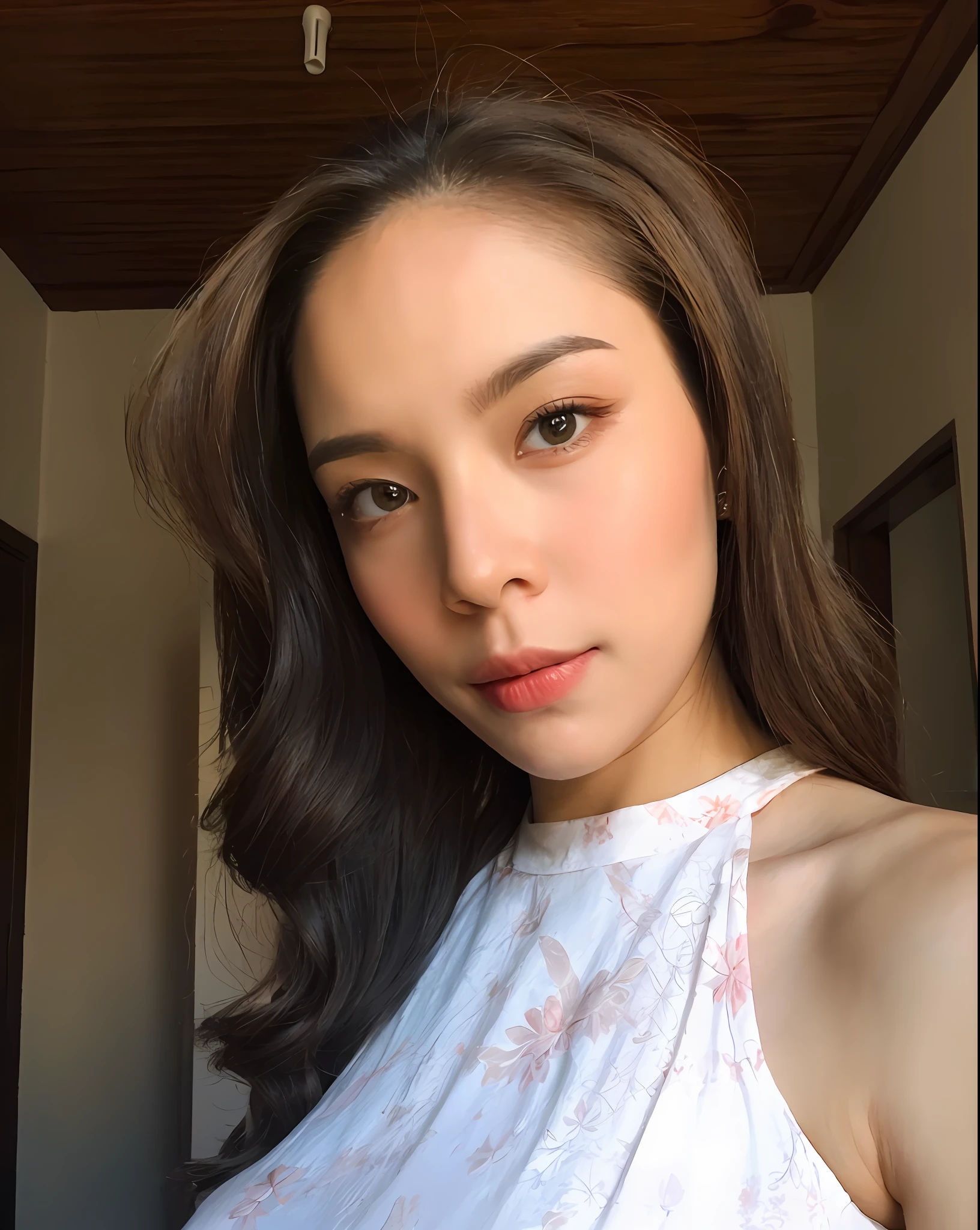 ((Best Quality, 8K, Masterpiece: 1.3)), 1girl, Slim Abs Beauty: 1.3, (Hairstyle Casual, Big Breasts: 1.2), Dress: 1.1, Super Fine Face, Delicate Eyes, Double Eyelids, Smile, Home