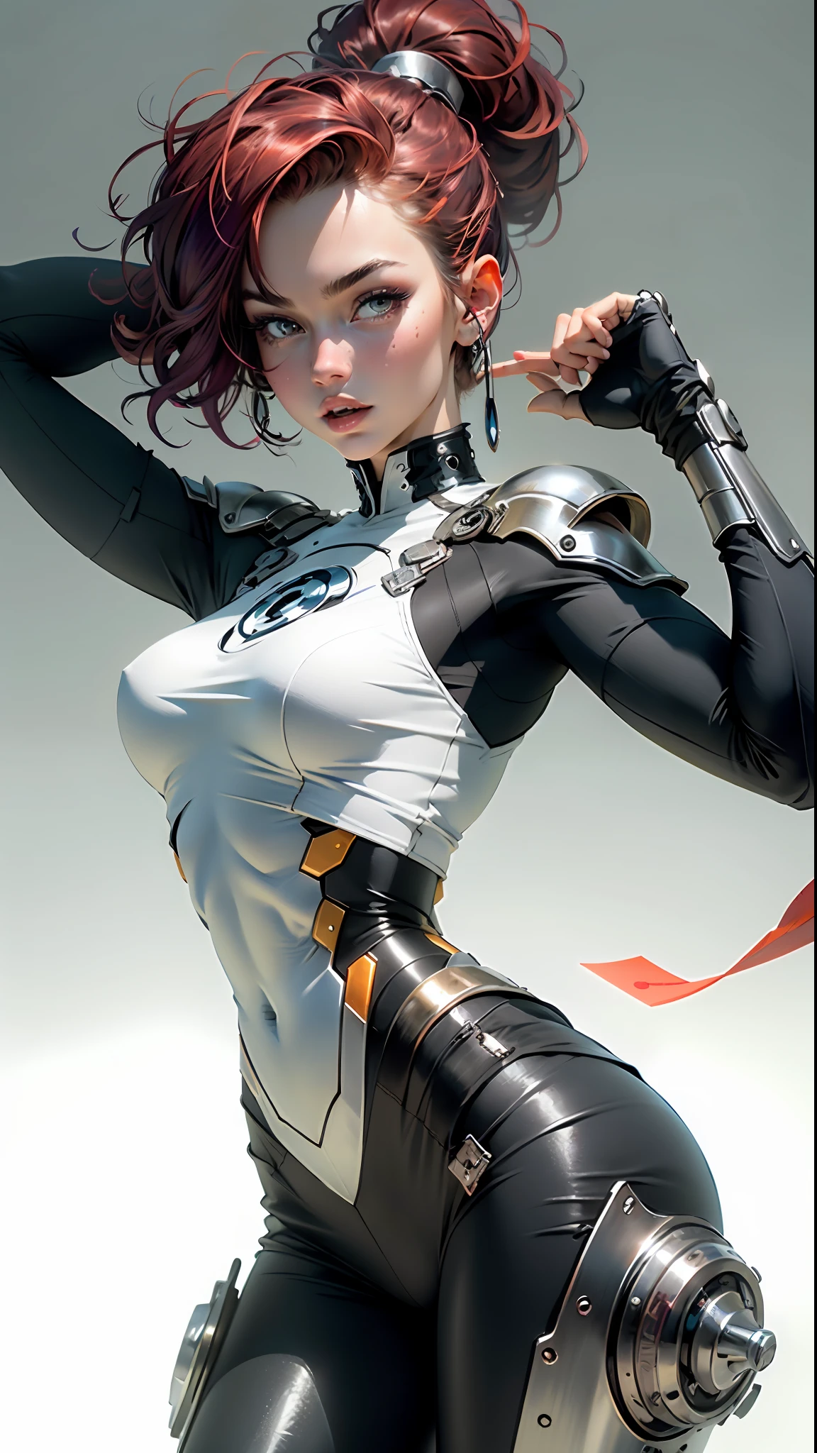 background, misto-language_text, letras japonesas em graffit ,garotas, long gradient red hair, excellent lighting, sidelighting, perfeito ultimate (cor plana: 1.3), (magazine_cover: 1.4), (multicolored_background: 1.3), striped_background, card_background, :: discs with sharp, shiny blades in hand :: circular pieces of white metals glued to the ultra detailed arms coming out of shimmering glow, desenho de estrela negra estampada no meio da camisa , perfeita e detalhada, camisa ultra detalhado com desenho abstrato e com estampa de letras japonesas em grafit dos lados da roupa, imagem de garotas com big breast, accompanied by an ultra-detailed cyborg lion, com efeitos imersivos, efeito pairar, fundo estilo grafite tatuagem tribal com flores e cores vibrantes, "hdr ultra" detalhadas e com efeito de foco, (obra-prima: 1.2, melhor qualidade), (beautiful eyes with huge finely detailed eyelashes: 1.2), , ((Solo)), (Olhos finamente detalhados e rosto detalhado :1.3), in various full-body attack poses, (fundo bonito : 1.2),traje futurista, Super detailed circular metals Grabbed on the arms and pants, Fantastic paintings"((better quality, better lighting)), beautiful Powergirl with athletic body, accented and highlighted breasts, dynamic pose, colorful background, high saturation, vibrant lights."