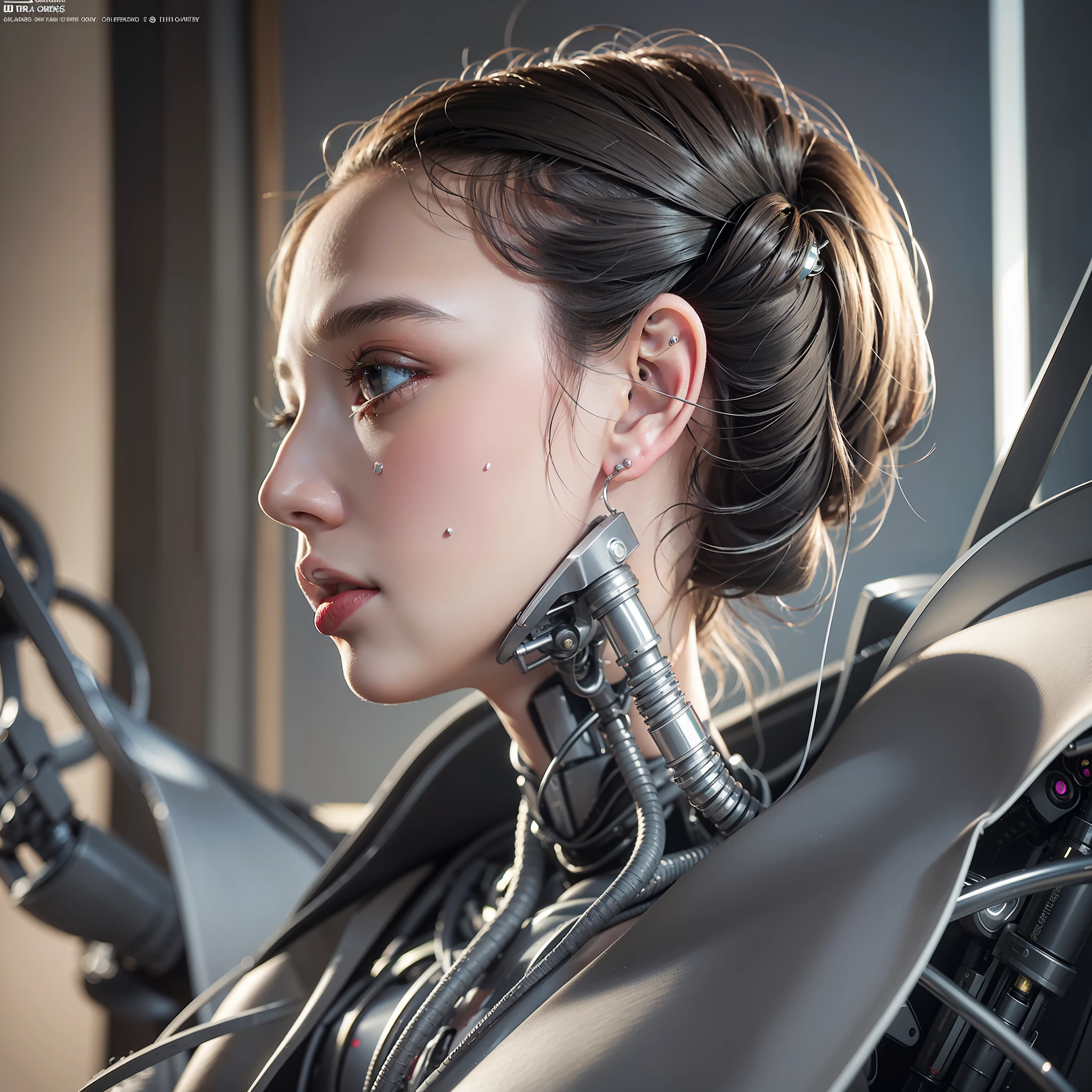 complex 3d render ultra detailed of a beautiful porcelain profile woman android face, cyborg, robotic parts, 150 mm, beautiful studio soft light, rim light, vibrant details, luxurious cyberpunk, lace, hyperrealistic, anatomical, facial muscles, cable electric wires, microchip, elegant, beautiful background, octane render, H. R. Giger style, 8k, best quality, masterpiece, illustration, an extremely delicate and beautiful, extremely detailed ,CG ,unity ,wallpaper, (realistic, photo-realistic:1.37),Amazing, finely detail, masterpiece,best quality,official art, extremely detailed CG unity 8k wallpaper, absurdres, incredibly absurdres, , robot, silver halmet, full body, sitting