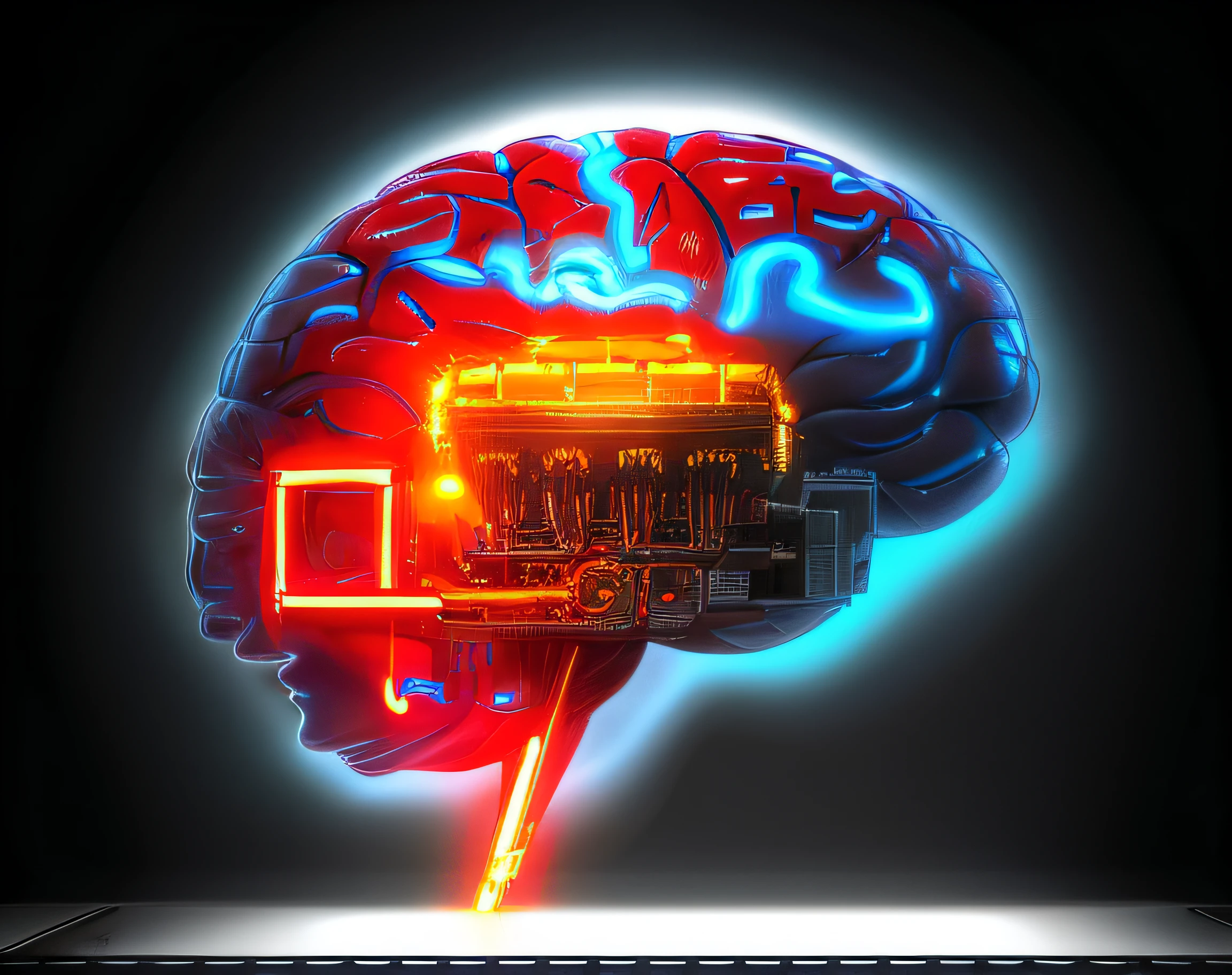 a close up of a red brain with a machine in it, metal brain, a cpu with human brains, metal brain!!, electronic brain, neural machine, brain connected to computer, brains, brain computer interface, human brain, whose mind is pure machinery, artificial intelligence machine, matrioshka brain, Brains, pipe brain, interface cerebral, big brain, neural