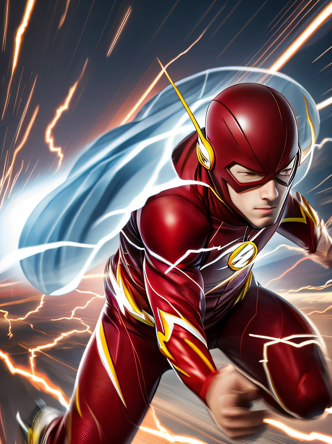 The Flash running at high speed hyper realistic 8 k