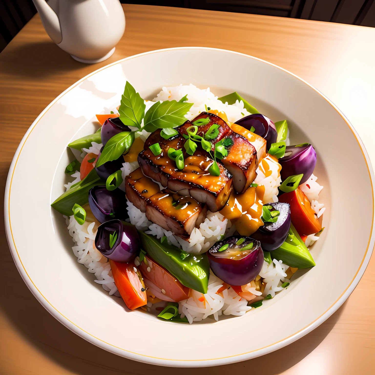 Plum vegetables buckle pork rice