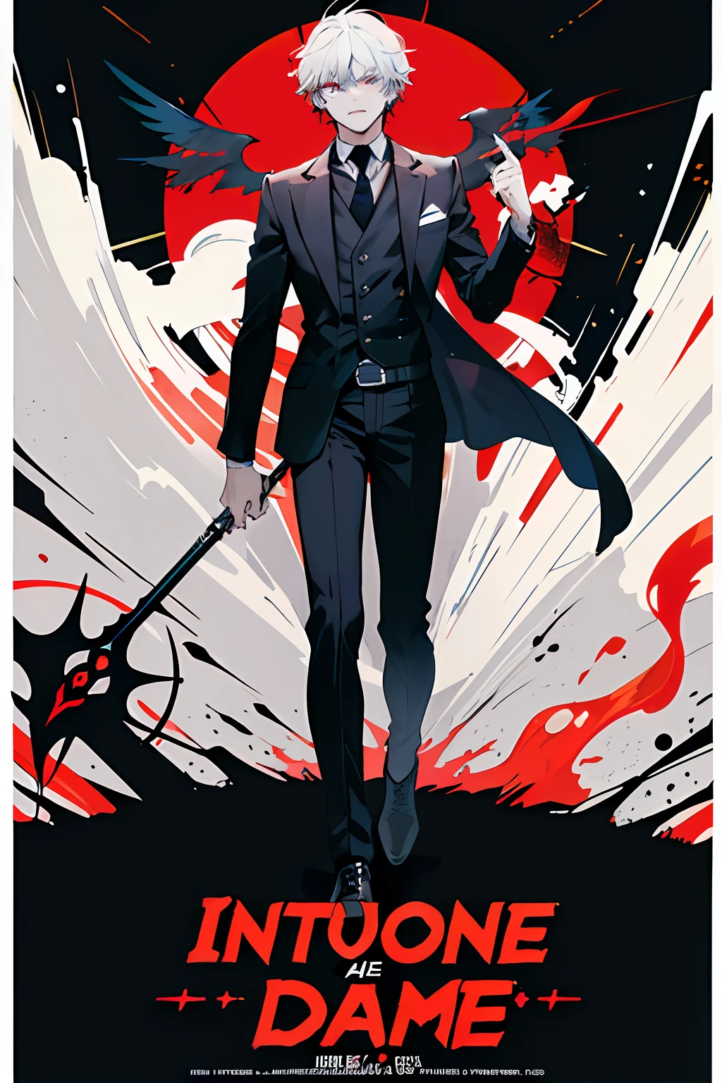 ((((dramatic))), (((corajoso))), (((intenso))) movie poster featuring a young man as the central character. He stands confident in the center of the poster, usando um estilo e ousado roupa, with a determined expression on his face. The background is dark and brave, with a sense of danger and intensity. The text is bold and catches the eye, with a catchy slogan that adds to the overall sense of drama and excitement. The color palette is mostly dark with splashes of vibrant colors, giving the poster a dynamic and visually stunning appearance, tachi-e (revista: 1.3), (estilo da capa: 1.3), elegante, homem, vibrante, roupa, posando, frente, colorida, dynamic, fundo, elementos, confiante, expression, segurando, statement, accessory, enrolado, ao redor, tocar, cena, texto, capa, ousado, draws attention, title, fashionable, Fonte, cativante, manchete, maior, impressionante, moderno, moderno, foco, moda,
