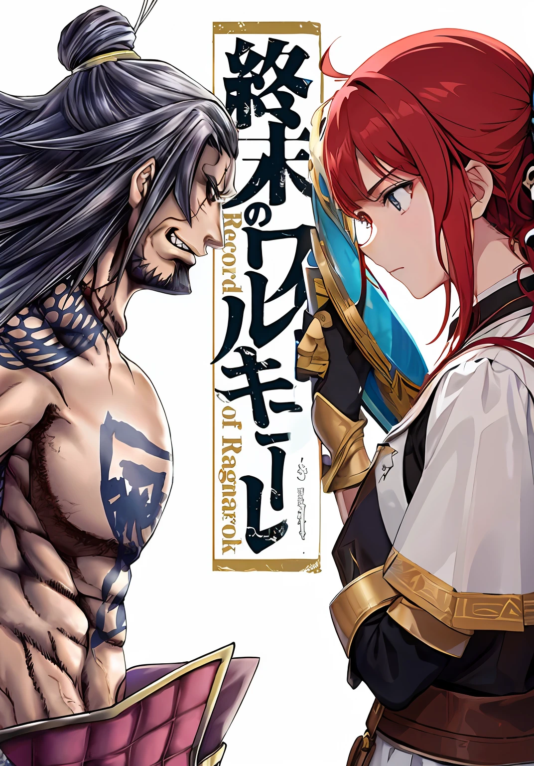 um close up de dois personagens de anime com uma espada e uma mulher, Imprensa Iene, full color manga cover, arte da capa da light novel, cover manga, manga cover, japanese manga, Artgerm e Genzoman, epic light novel art cover, award winning manga style, manga cover style, manga comic book cover, black and white manga comic, manga comic, manga"