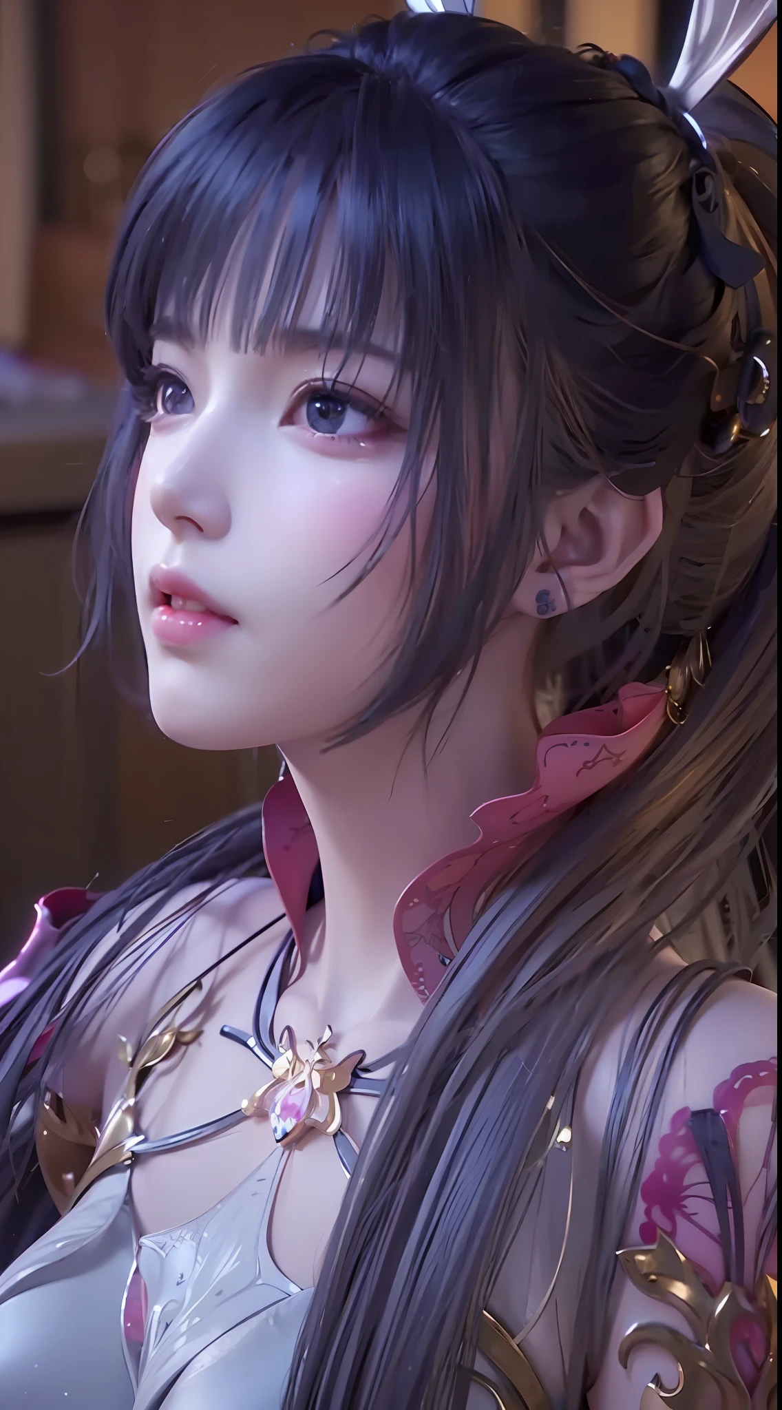 a close up of a woman with a very long hair, 3 d anime realistic, sakimi chan, beautiful character painting, xianxia fantasy, by Yang J, game cg, smooth anime cg art, inspired by Li Mei-shu, close up of a young anime girl, hyper realistic anime, ((a beautiful fantasy empress)), zhongli from genshin impact