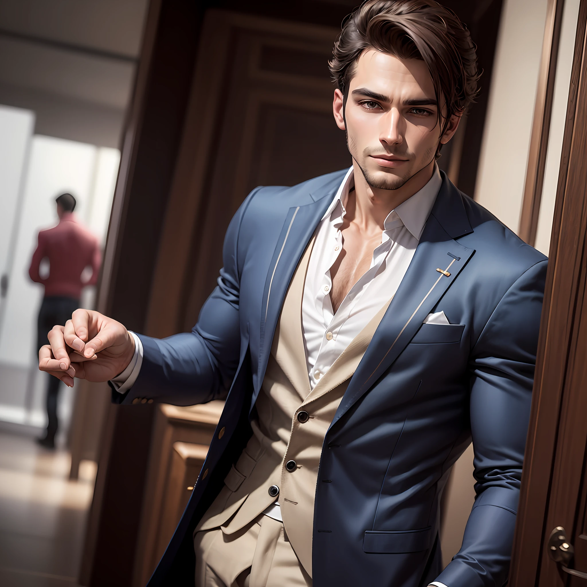 Homem elegante usando terno. --auto