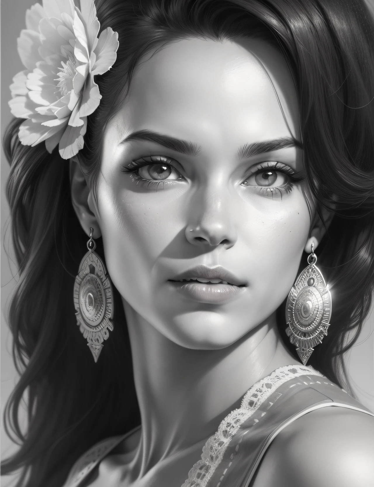 Image Type: Pencil Drawing, Subject Description: Portrait of Brazil's Most Beautiful Woman of Ethnic Origin, Art Styles: Cross Hatch, Inspired by Renowned Designers, Framing Plan: Foreground, Soft Lighting, High Resolution --auto