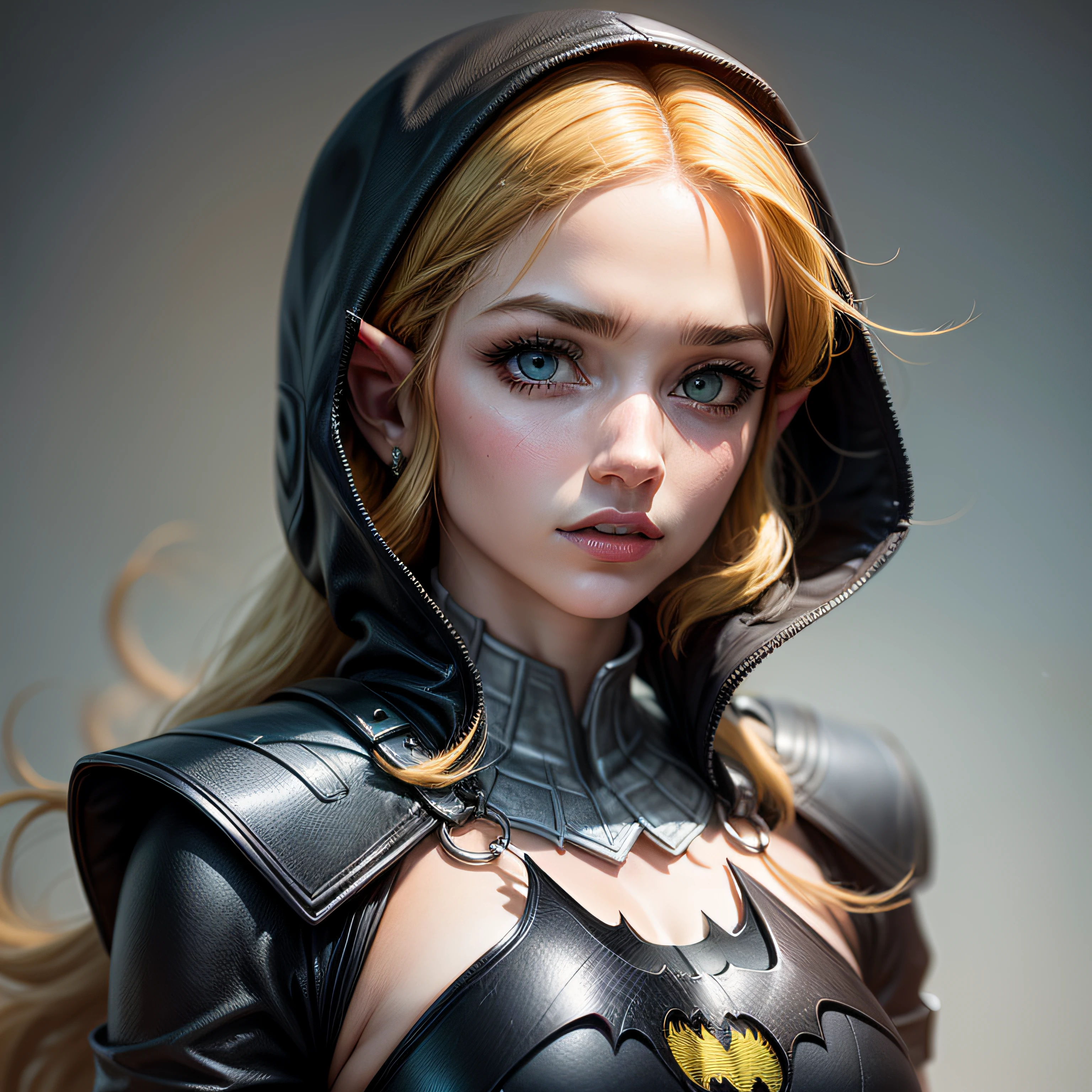 A lenda do elo de zelda vestido como batman no topo de um skycrapper