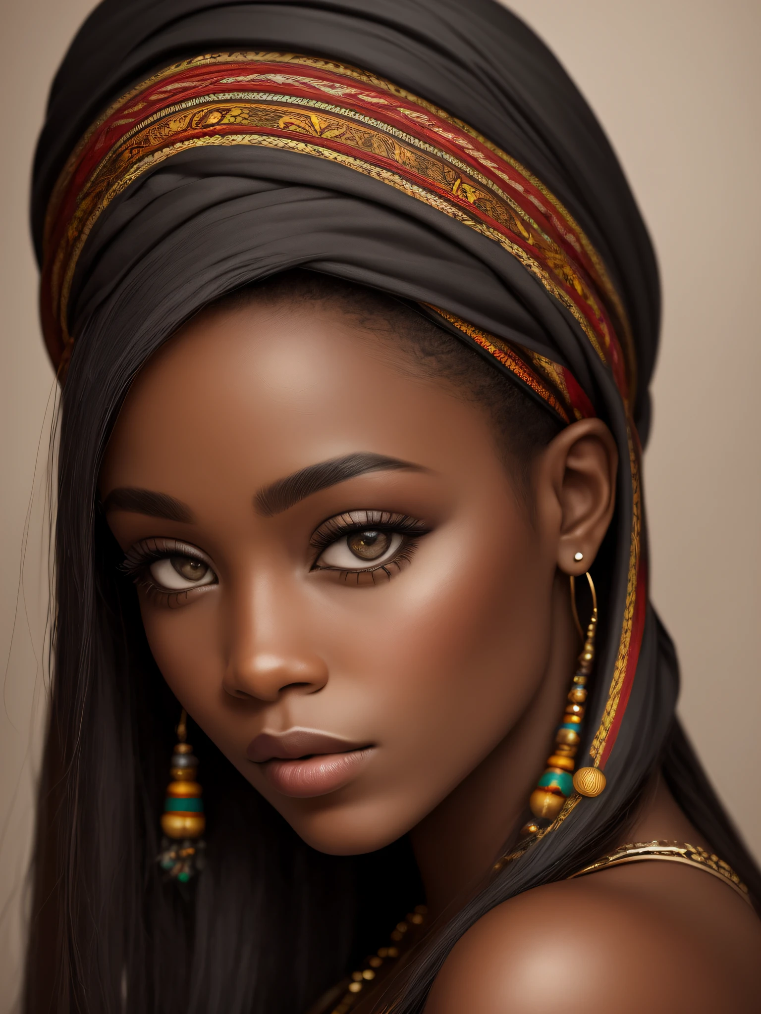 A realistic ethnic model image of Africa's most beautiful woman, Photography, Portrait Style, Inspired by Fashion and Beauty Photographers, Lens: 50mm, Medium Plane, Natural Lighting, 8K Resolution --auto