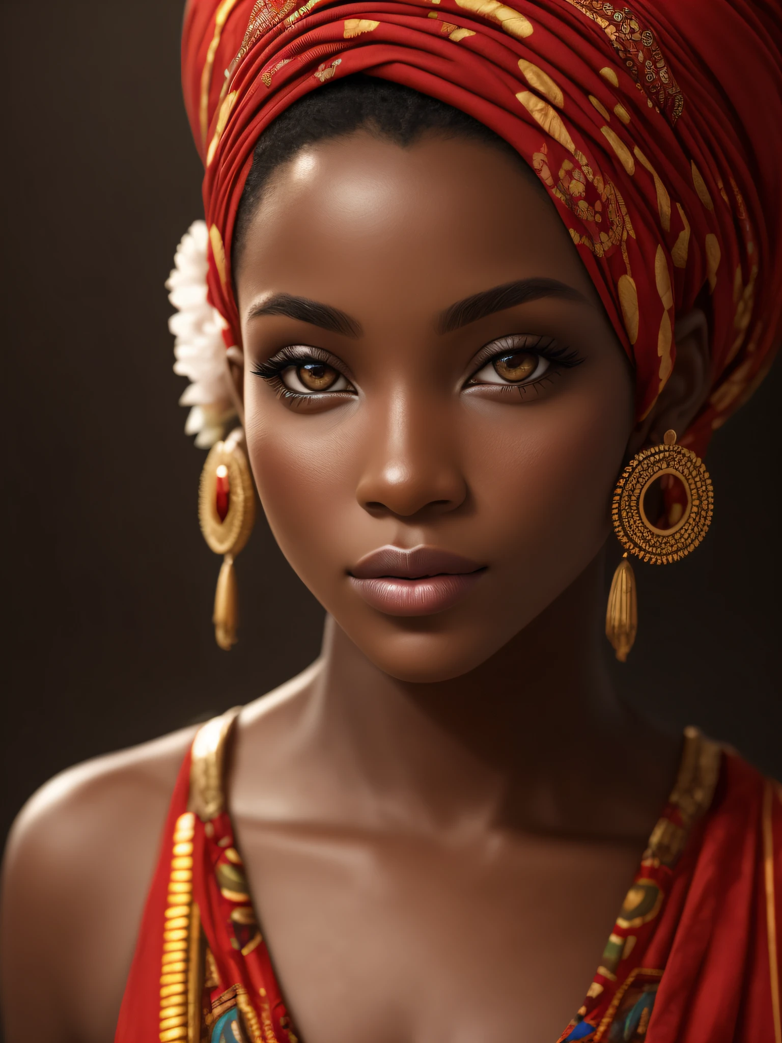 A realistic ethnic model image of Africa's most beautiful woman, Photography, Portrait Style, Inspired by Fashion and Beauty Photographers, Lens: 50mm, Medium Plane, Natural Lighting, 8K Resolution --auto