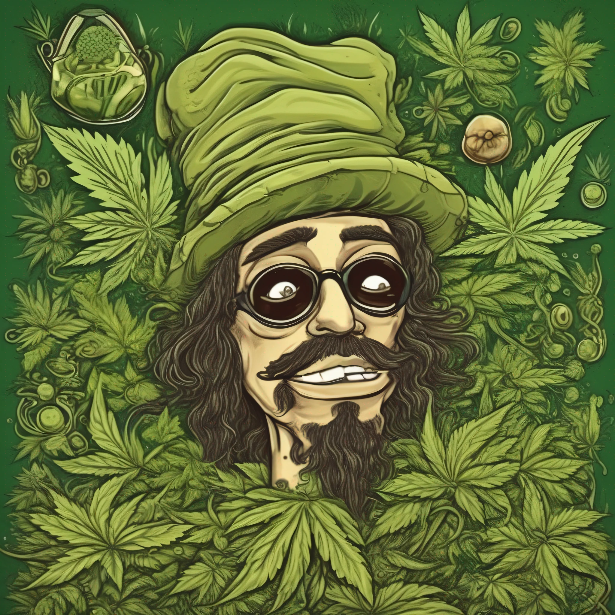 an embodiment of marijuana, estilo dos desenhos animados, obra prima