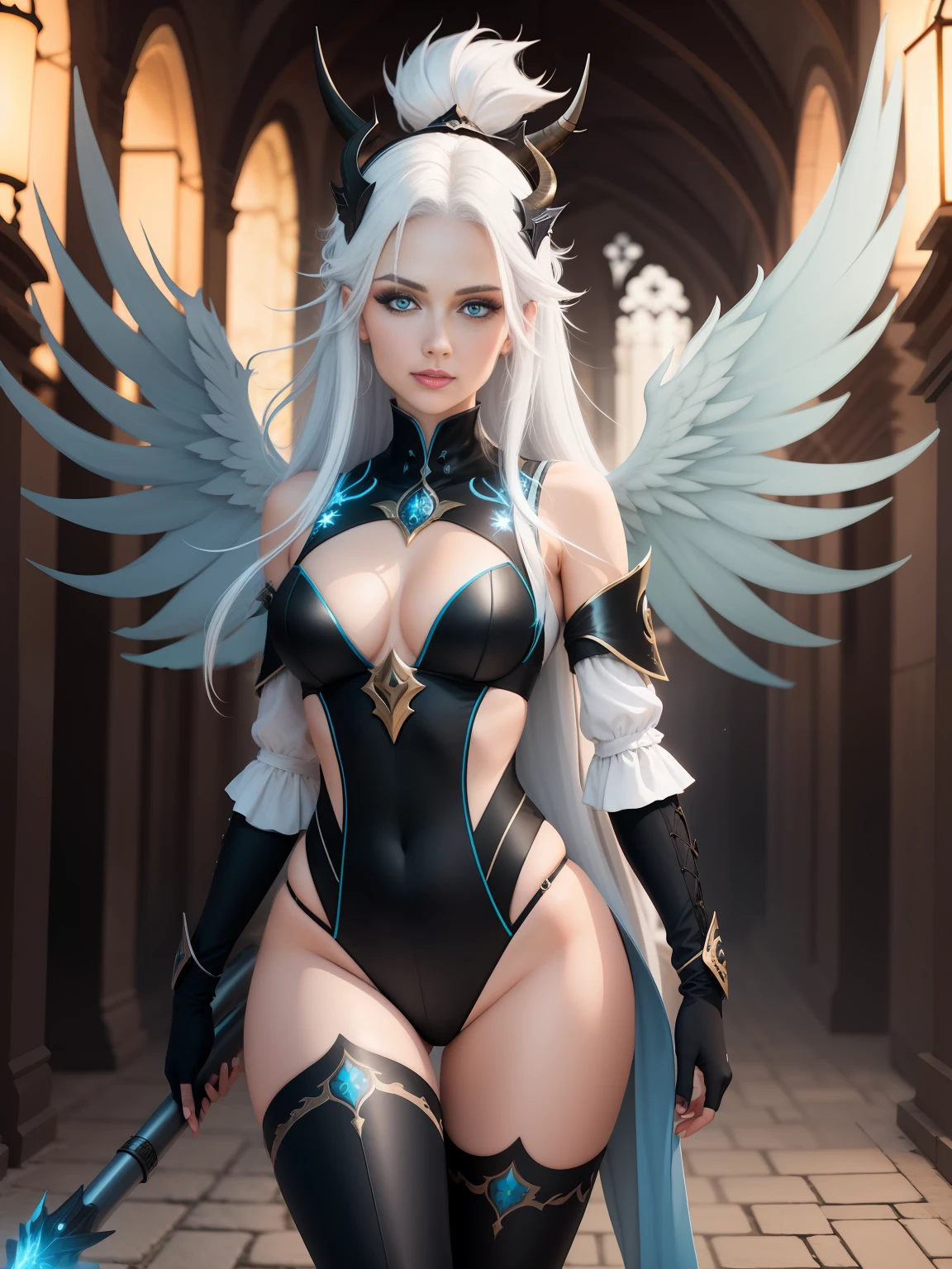 (Meisterwerk), (best qualiy:1.4), absurdres, [:Komplizierte Details:0.2], very high quality,   with horns demonQueen same wings on both sides,ultra-detailed CG Unity 8k wallpaper, traumhaftes Kleid,  Demonenkönigin stunning face, Moon Goddess, strahlender Mondschein im Hintergrund mit funkelnden Sternen, Himmel, schimmernde Aura, intensiver Fokus, knisternde Energie, funkelnde Partikel, full shot körperfoto, The highest quality, ultra detailliert, best qualiy, Meisterwerk, (detailliertes Gesicht), sexy young woman, (Focus on body: 1,25), Nachthimmel, strahlender Mond im Hintergrund, Long white hair, funkelnde Augen, die magische Energie ausstrahlen, sehr detaillierte Augen