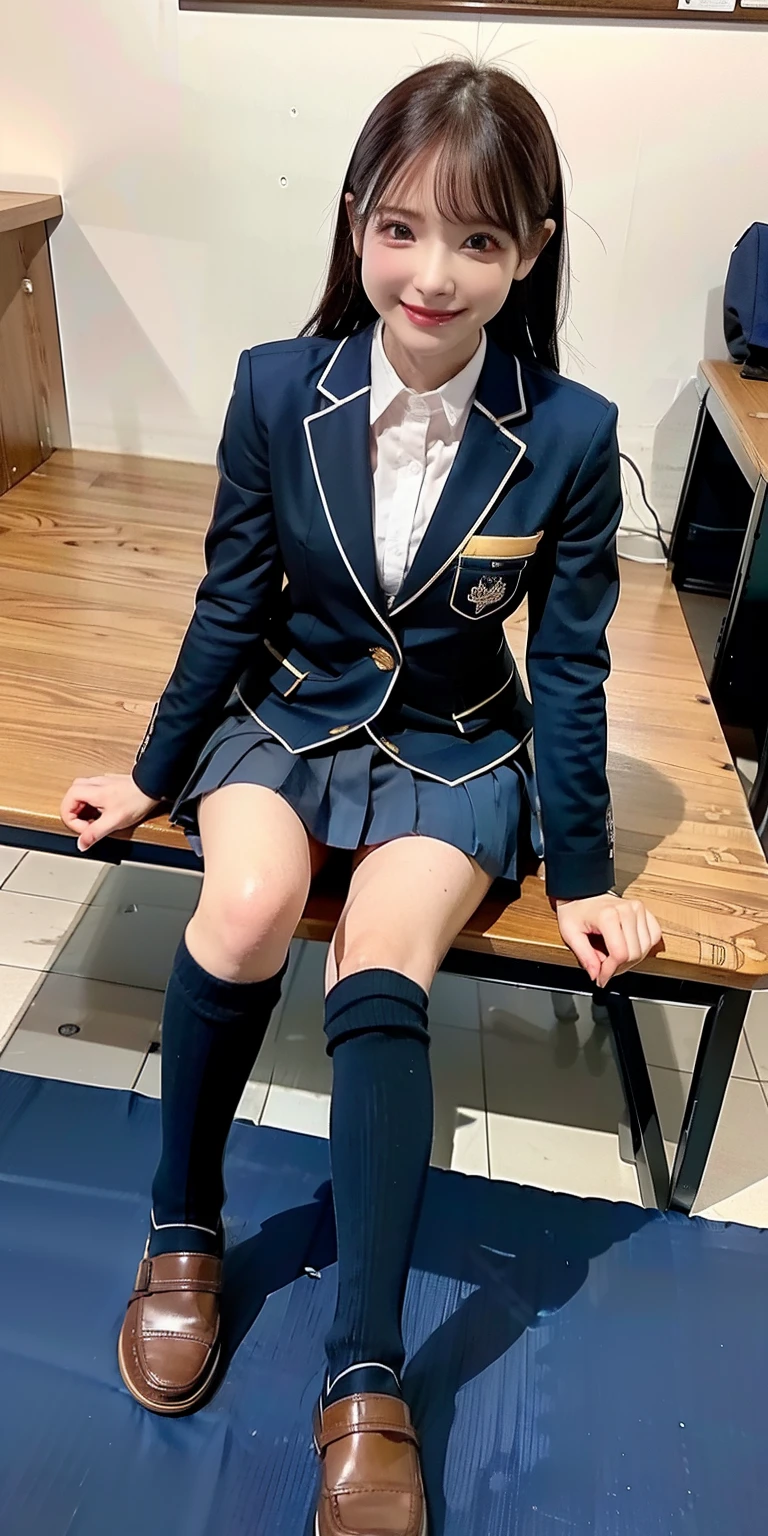 (8K、4K、Top image quality、a highres:1.2)、(Masteristic、Realstic、）、Giant tits、a blond、short cuts、a school uniform、