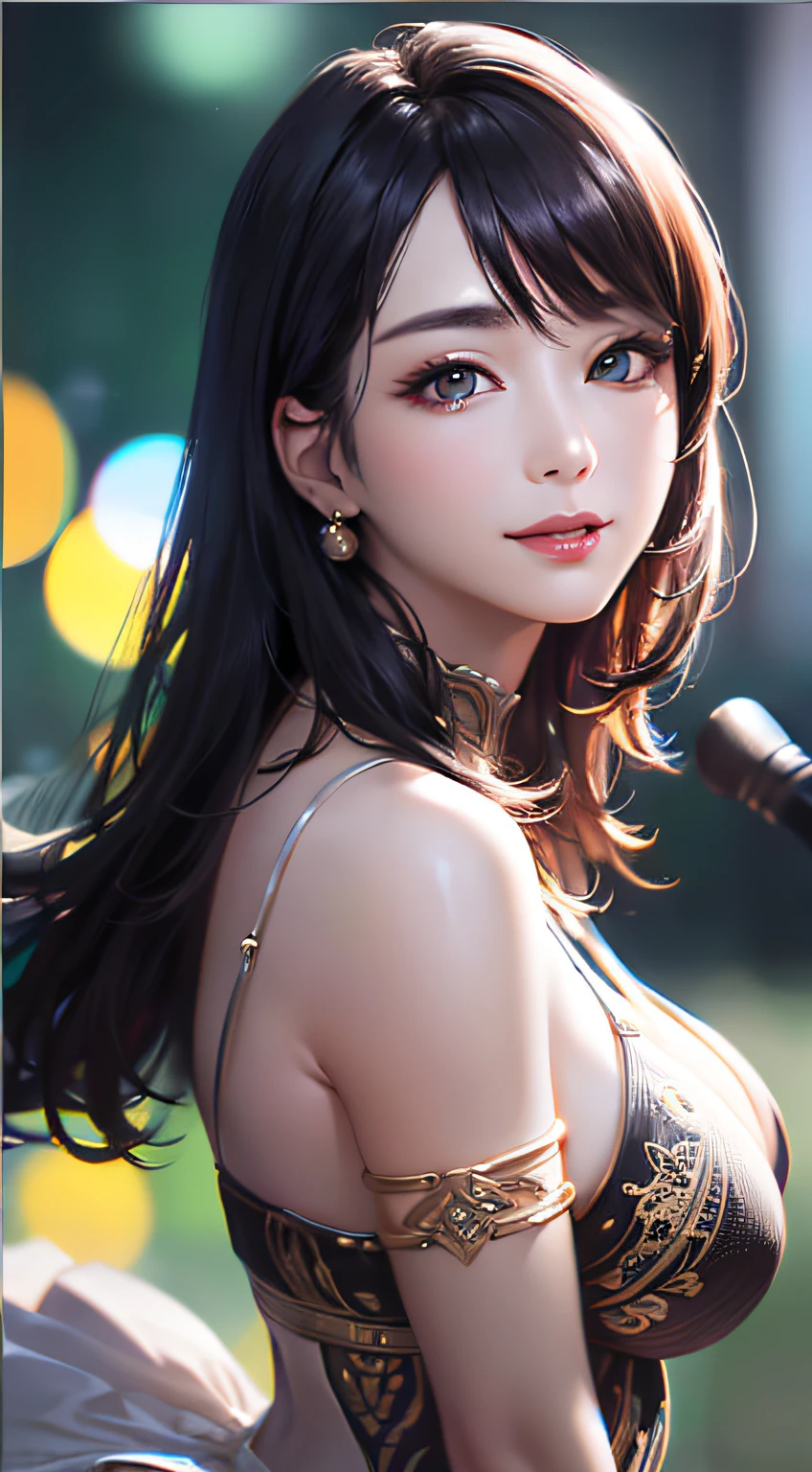 (8k, RAW photo, photorealistic:1.25) ,( lipgloss, eyelashes, gloss-face, glossy skin, best quality, ultra highres, depth of field, chromatic aberration, caustics, Broad lighting, natural shading,Kpop idol) looking at viewer with a serene and goddess-like happiness, boobs, nipslip, fullbody