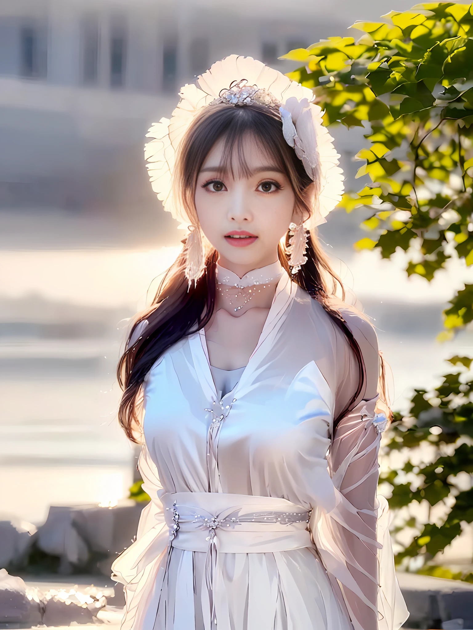 incantation(Prompt): ((masterece-piece)),A girl with a beautiful temperament,( Best quality, Masterpiece:1.2), 8K,illustration,(winking:1.3),(((waterfall background,Play in the water under the waterfall,Splashes,Delicate and delicate hands,))),hug,Ancient wind,(((Cream white translucent tulle dark flower silk pleated satin skirt,Wearing a phoenix fork on his head,Beautiful earrings,jeweled choker))),((Sneer,There are dimples,The eyes have lying silkworms,Close to shooting,Face the camera,Perfect facial features,))Ancient wind,Exquisite clavicle,off the shoulder,Pure desire,beauty woman,long way hair,Cute beauty,Highly detailed, illustration, cinema...
Models: Style model(Hanfu photo)