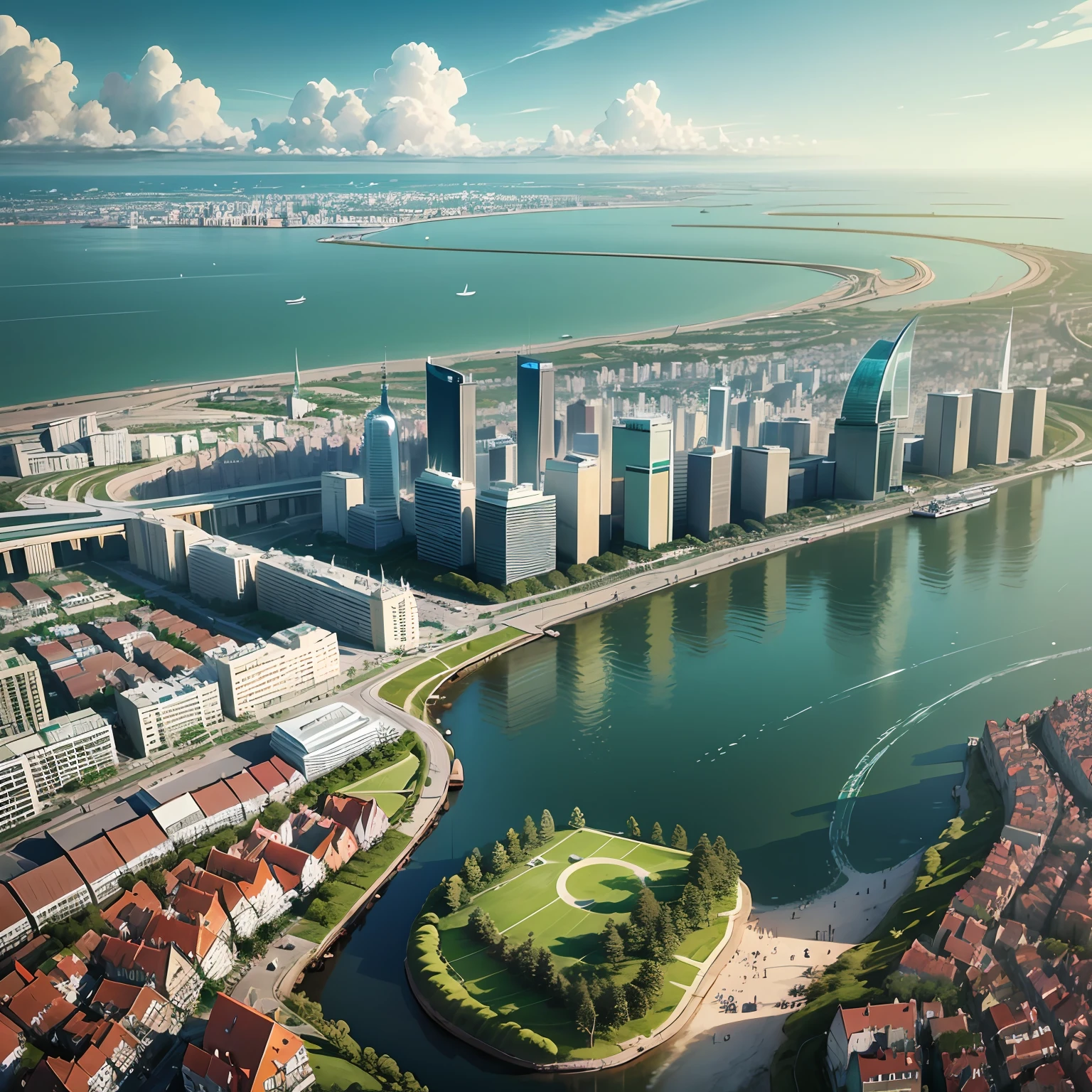poland gdańsk city sea in year 2050 green parks --auto --s2