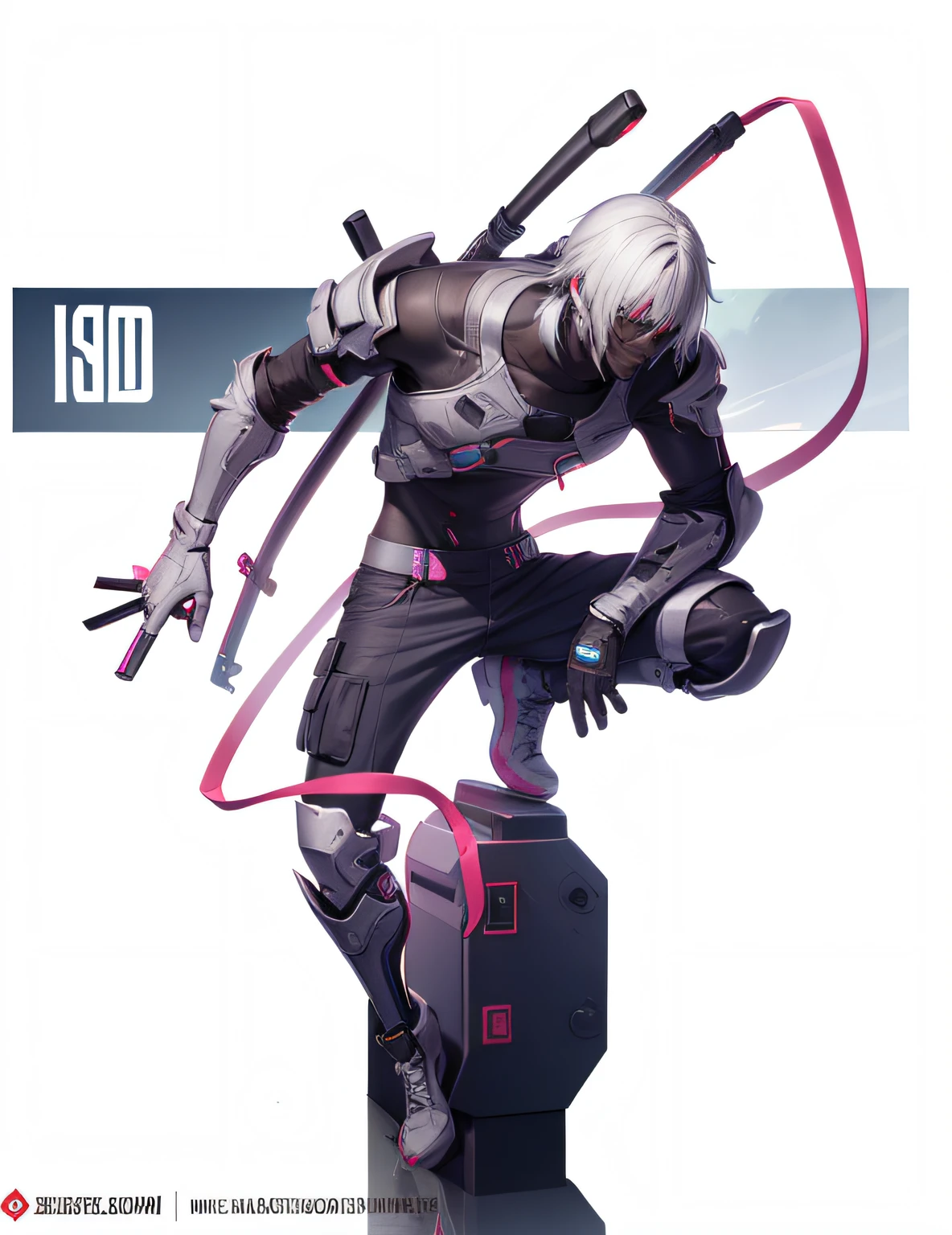 cyberpunk guy using an tecnologic armor, duas espadas nas costas, dois olhos vermelhos neon, Ultra Definition, armadura extremamente detalhada, capacete extremamente detalhado --auto