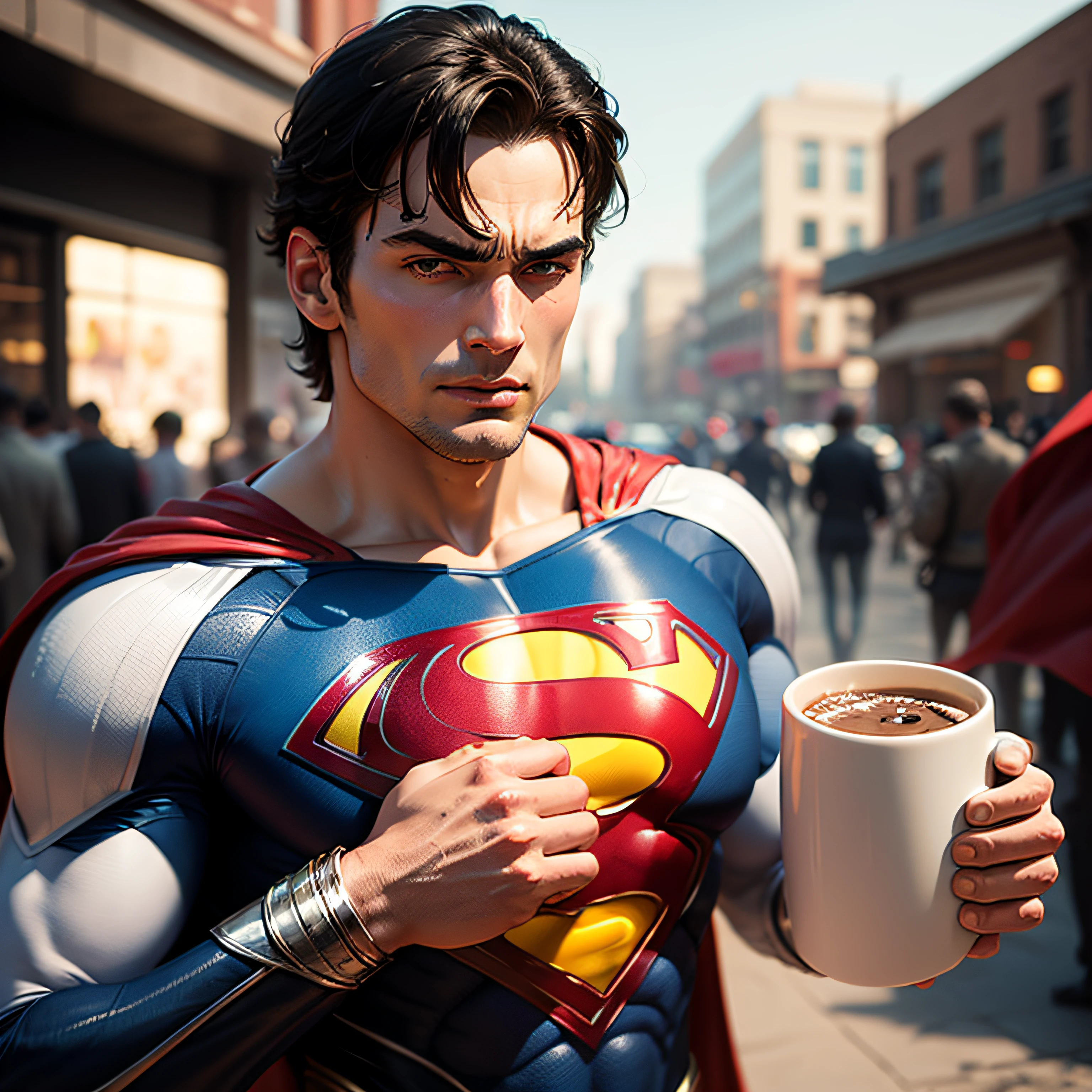 Only 1 mug in Superman's hand --auto