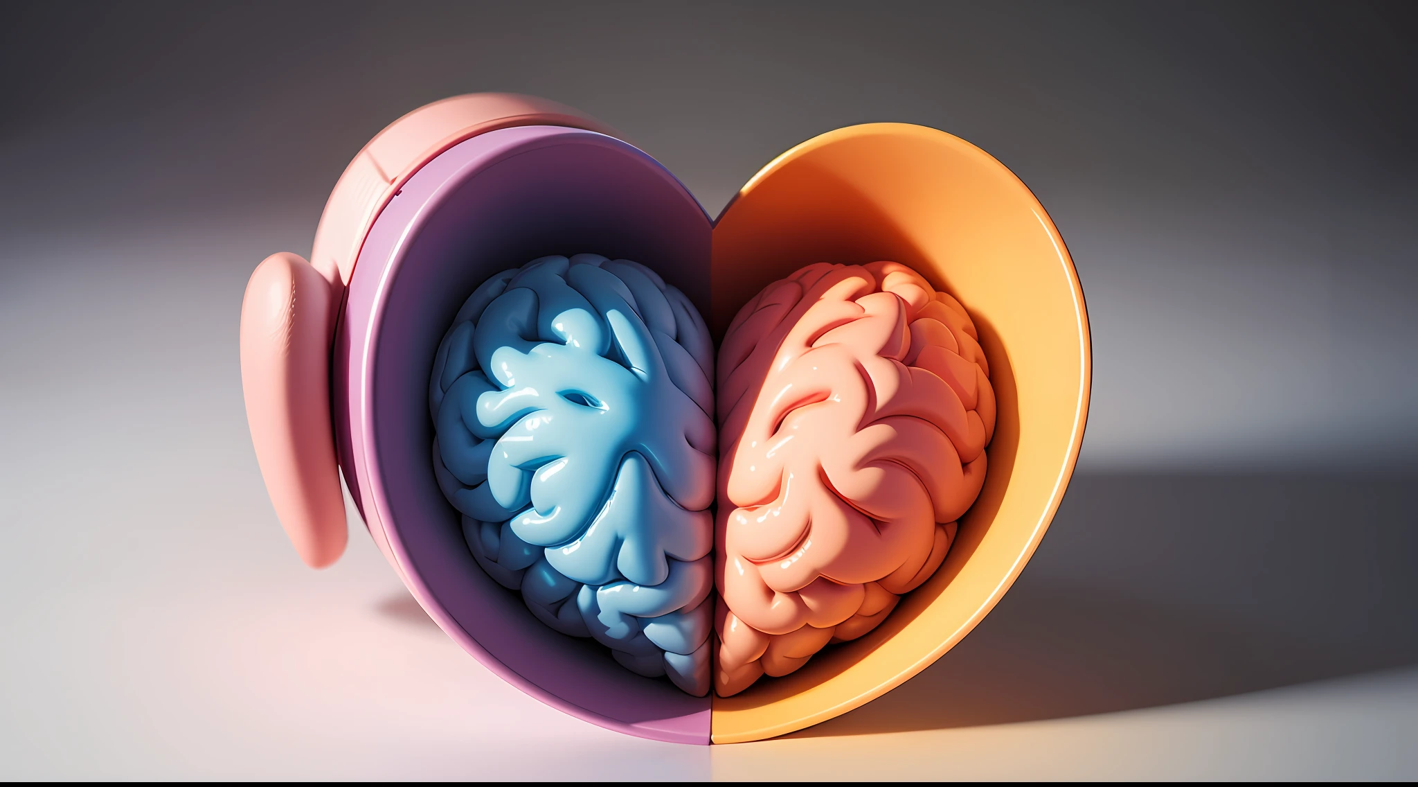 illustration of a brain with a geometric heart shape inside --auto