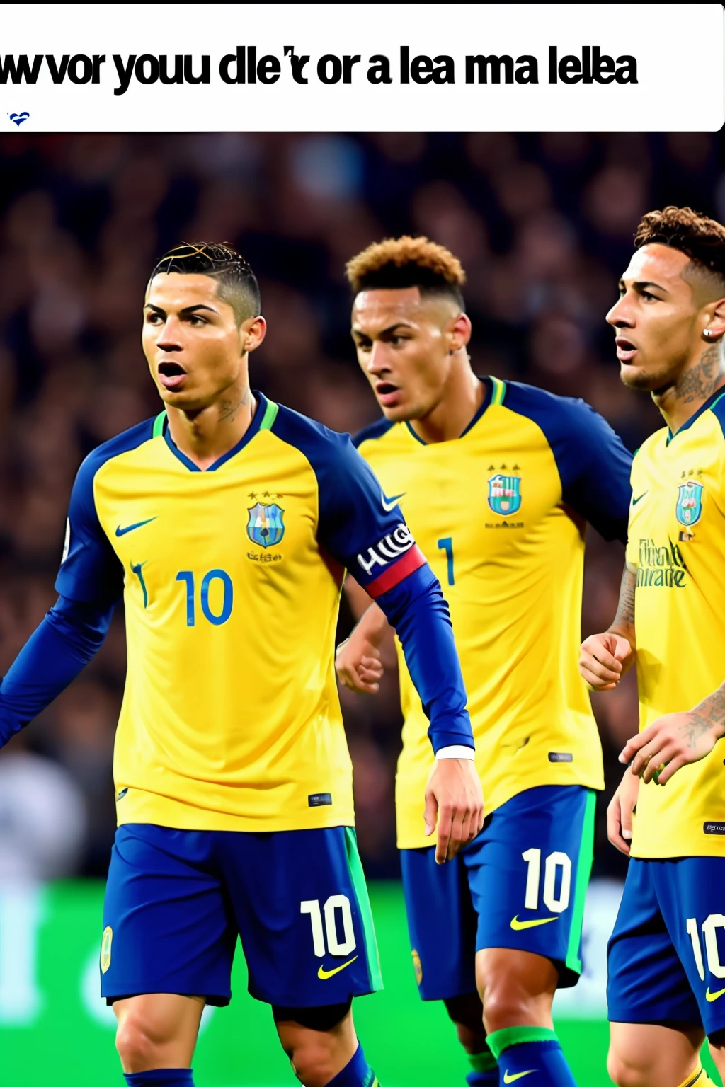 Cri uma imagem com funciona Jr ,Cristiano Ronaldo ,messi,e Neymar em uma tela de aifone