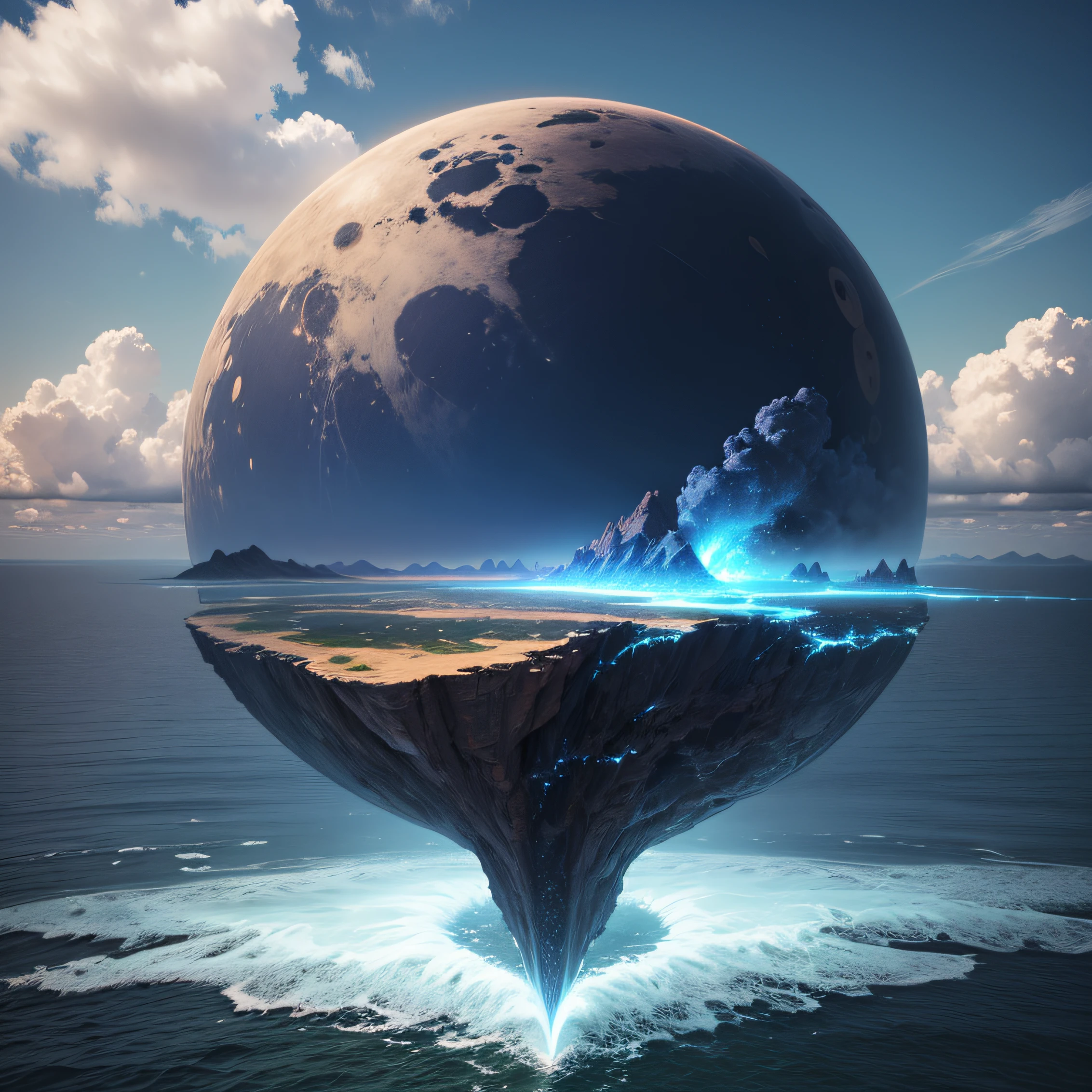 Esfera azul, preta e cinza, imagem realista --auto