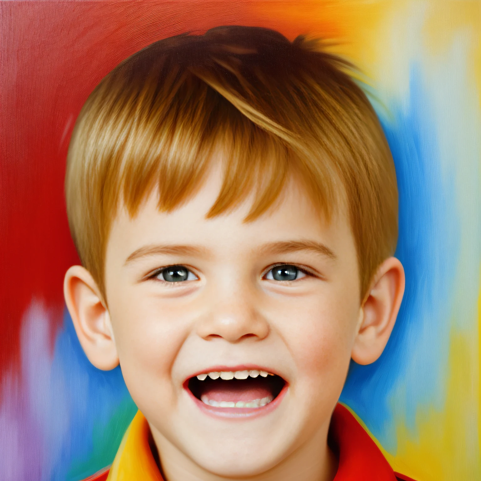 Pinte-me um menino travesso de 8 anos, sorridente, com sardas no rosto, em sala de aula, chiclete, cap turned backwards. Pintura sem estilo: "impressionismo", 8K cores. Pinte com cores vibrantes e bem definidas, but in a way that the character is easily recognized and revealing the perfection of the character's facial expression.