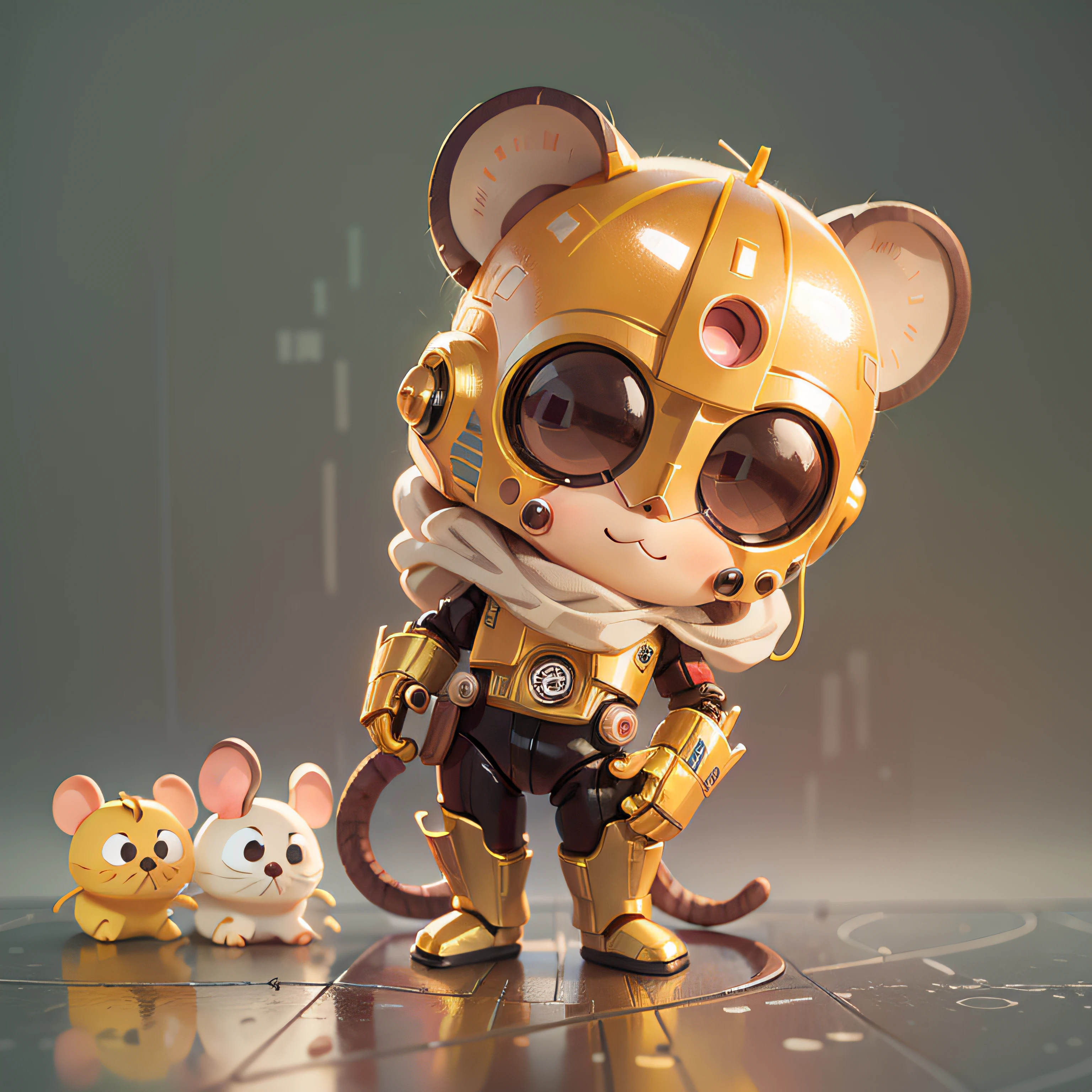 cute, chibi, mice, PFP, bigbadejo, portrait, masterpiece, 3D Rendering, Best Quality, Lots of Detail, (plain background), (vinyl toy figurine), (perfect hands), (high detailed hands), (full body), male, (c3po), (starwars movie)