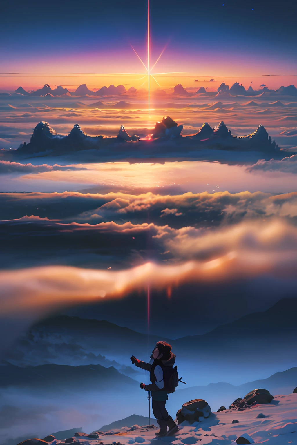 Mount Everest、sunrises、cloud、Angel Wings、possibility、Fantastical、supreme、high picture quality、Lassen Angel、Beautiful highschool girl、Bright smile、soothing、happiness、 --auto