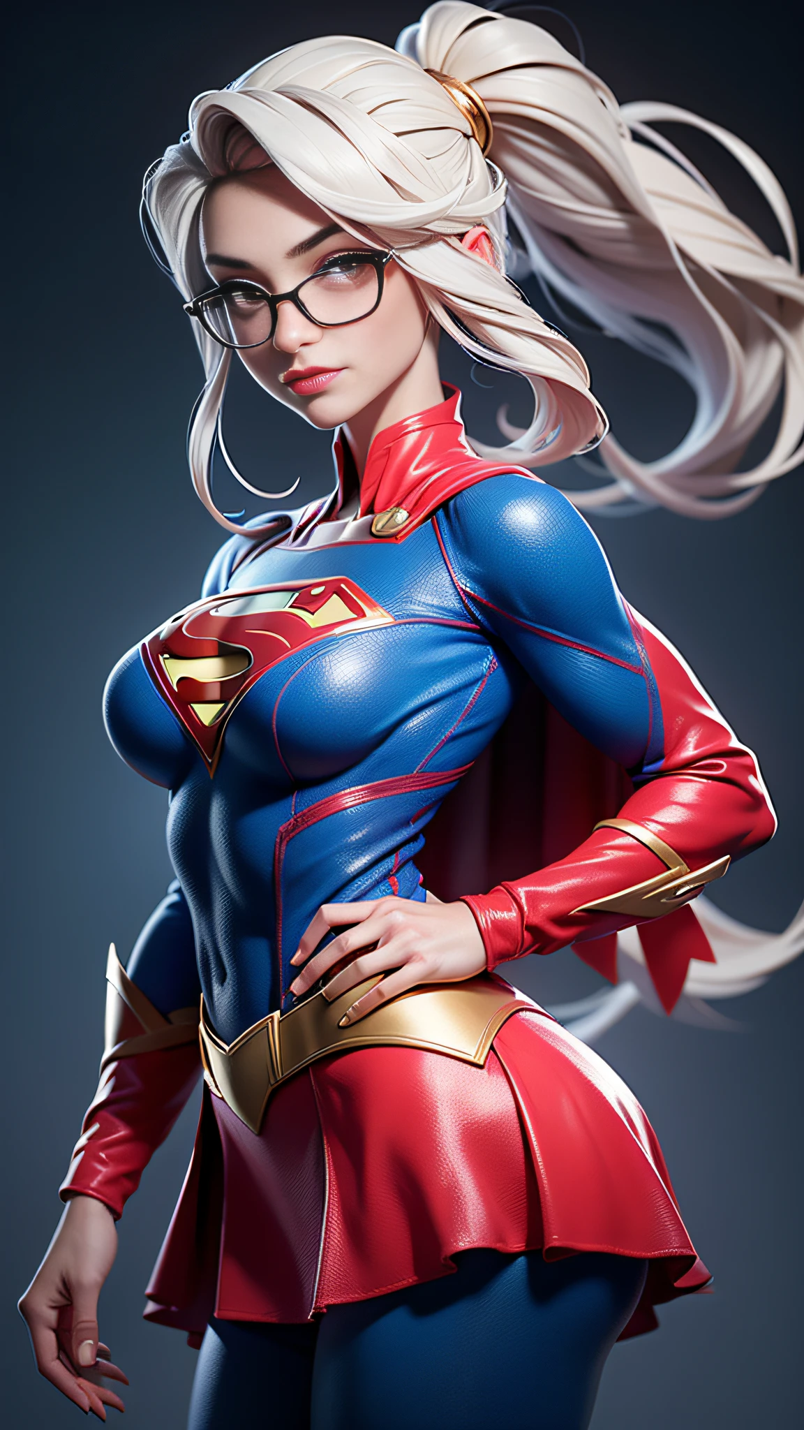 1girl, (pretty woman with glasses), body definiert, big boobs, kurzes Haar, Bob-Haarschnitt, 8K, best qualiy, reales Bild, Komplizierte Details, Ultra-detailliert, Ultra-High-Res, Tiefenfeld, (fotorealistisch,realistisch:1.2), Meisterwerk, (Supergirl), (Prellung, schmutzig, zerrissene Kleidung, revealing clothes, Blut:1.3), Superheld, best qualiy