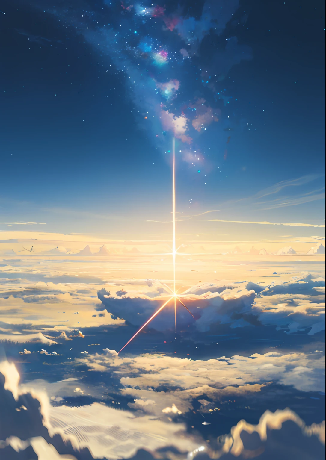 Cielo vasto, Hermoso horizonte, grandes praderas, Efectos visuales en movimiento, Estrella del Norte Colgante, Luz natural colorida. Hay un puerto al final de la pantalla