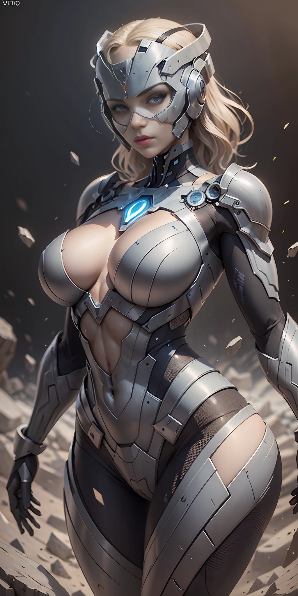 menina vestida como Homem de Ferro da Marvel, seios grandes, frontal, full-length, staring the camera, facing the audience, Standing pose, fundo simples, luz tridimensional, conceito detalhado de corpo inteiro, arte conceitual digital elegante, bela arte conceitual de corpo inteiro, art trend, CGsociety de comprimento completo,olhos azuis cintilantes, olhos azuis expressivos, PureErosFace_V1:1.2,cabelos longos e roxos,cabelos ondulados e roxos,huge breasts