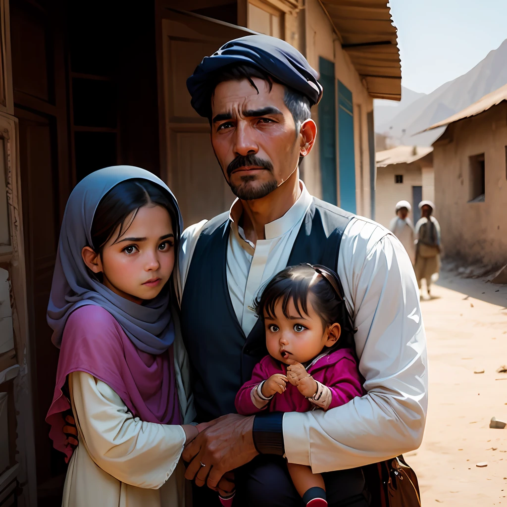 can you make 4 pictures from afghanistan the father with children --auto