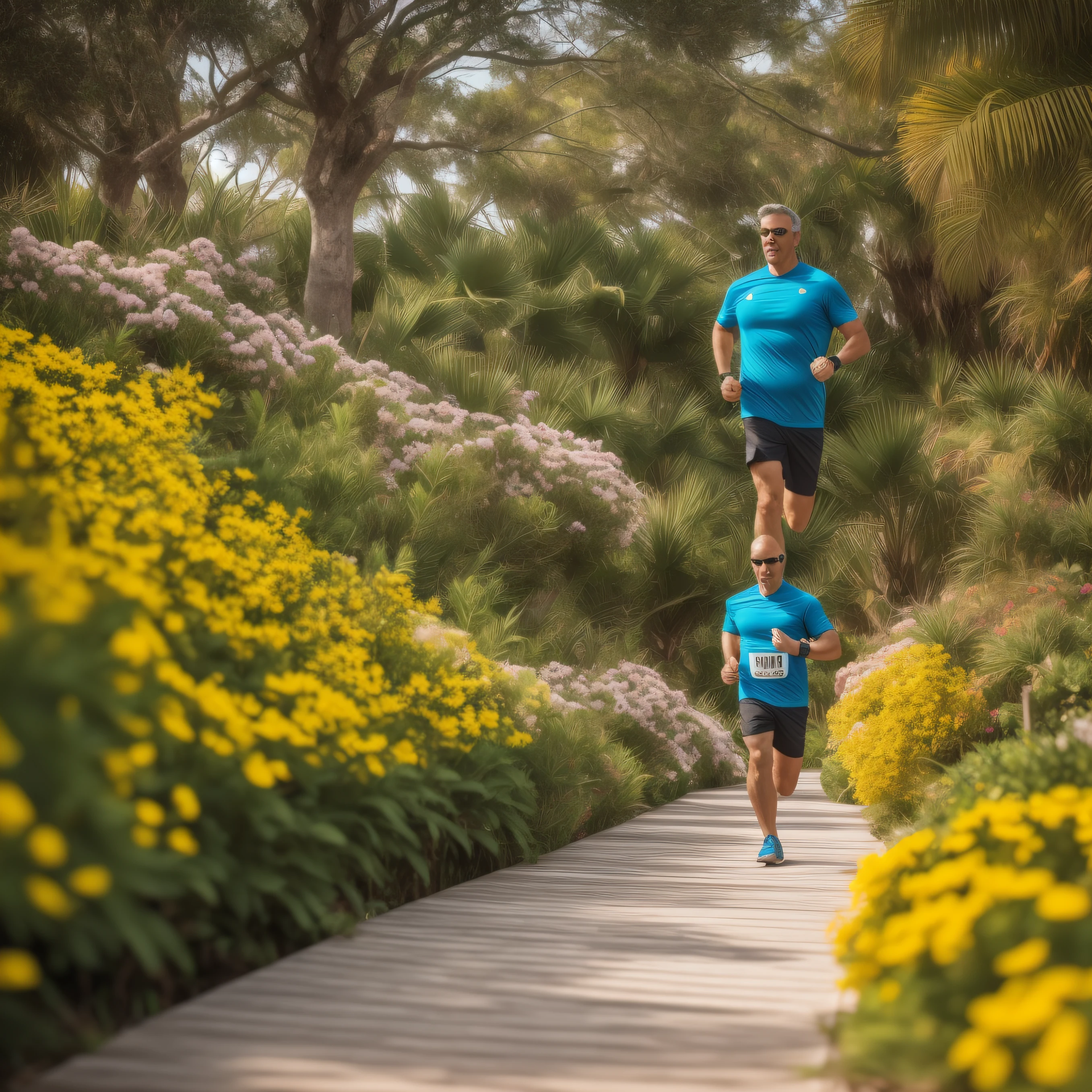 foto de (sh0hreh:0.99), a man doing exercises, Running on a boardwalk by the sea (seaside promenade:1.2) vestindo roupas esportivas (fundo o mar:1.3) (jardim com flores:1.3) (Lighting-Gold:1.2) detalhes do plano de fundo dos objetos de primeiro plano (obra-prima:1.2) (fotorrealista: 1.2) (bokeh:1.2) (melhor qualidade) (color sorting) (pele detalhada: 1.3) (intrincado) (8k) (HDR) (cinematographic lighting: 1.3) (Crisp Focus) --auto