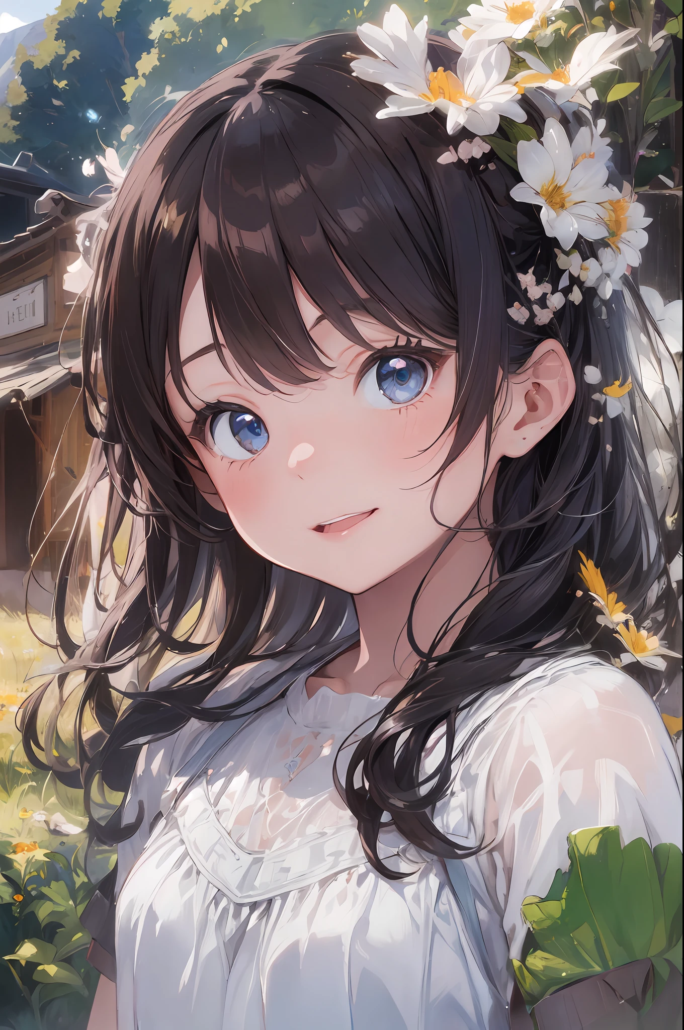 ((6year old girl:1.5)), Girl in 1, Lori, Petite girl, Complete anatomy, Whole body, children body, Child, Super cute, girl, Little girl, Beautiful Girl, beautiful shining body, Bangs,Brown hair,high eyes,(aquamarine eyess), drooping eyes, Petite,tall eyes, beautiful girl with fine details, beautiful and delicate eyes, Detailed face, Beautiful eyes, beautiful shining body, Sorrisos, Happiness,
Whole body angle, alps, Shepherd's daughter, Mountain Girl, En plein air, alpine meadow,
Natural light,((Realism: 1.2)), dynamic far view shot,Cinematic lighting, Perfect composition, by sumic.mic, 超detailded, Official art, Masterpiece, (Best Quality:1.3), glint, Extremely detail CG unity 8k wallpaper, Detailed background, Masterpiece, Best Quality, (Masterpiece), (Best Quality:1.4), (ultra-highres:1.2), (Hyperrealistic:1.4), (Photorealistic:1.2), Best Quality, High quality, high - resolution, Detail enhancement,