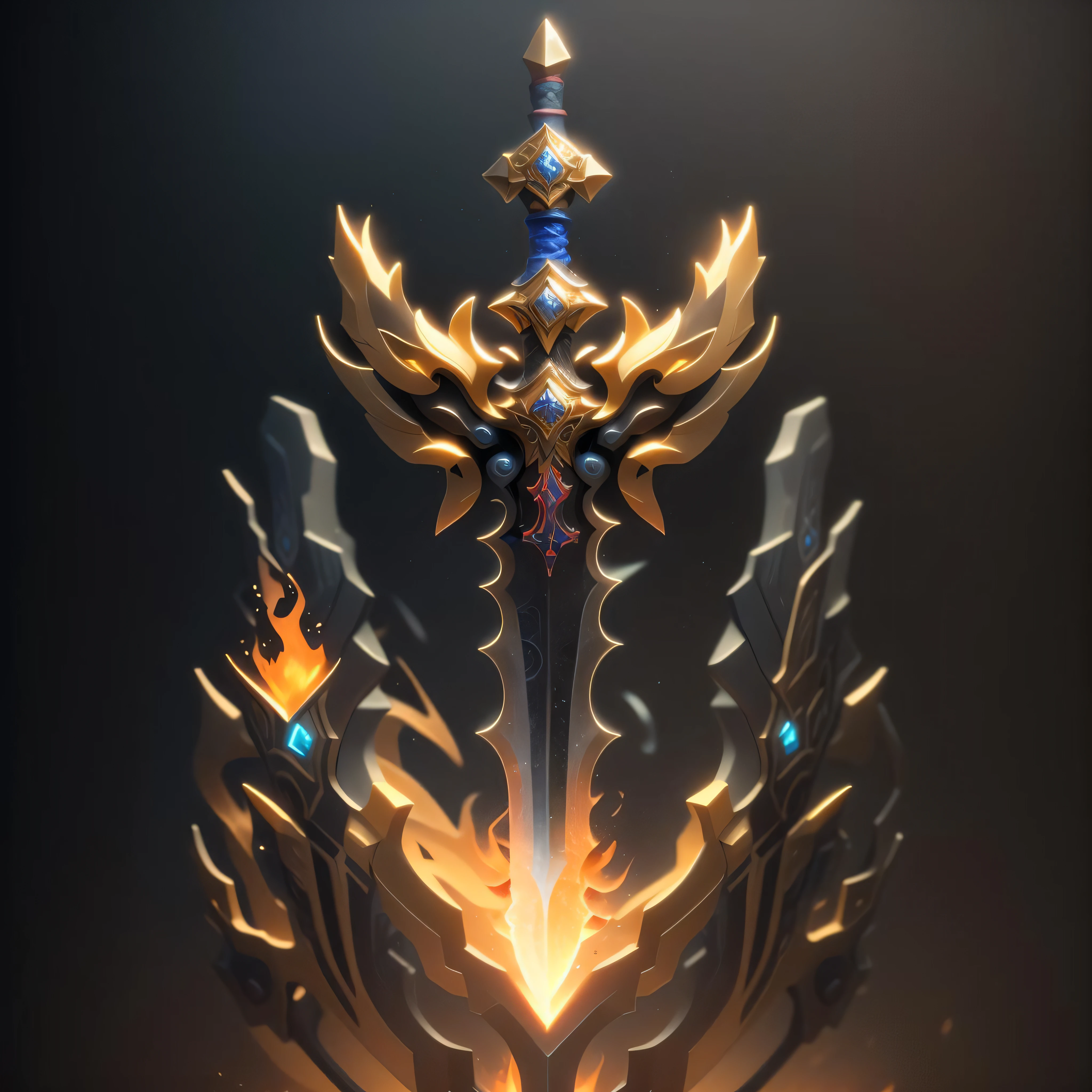 Flame, cool, burning,(A sword),(masterpiece),(best quality),(ultra-detailed)Game ICON, masterpieces, HD
Transparent background, 3D rendering
2D, Blender cycle, Volume light,
No human, objectification, fantasy, futuristic style,cyberpunk, light effect, pendant, structured, 
high-definition, game icon,Chinoiserie, (2d), black background,