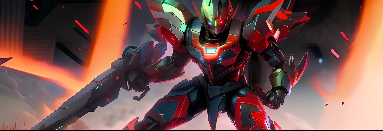 a group of anime characters standing next to each other, movie clockwerk orange, armor angle with wing, image on the store website, hybrid human/tank, red blue, inspired by Xu Wei, metal border, official render, sylas, absolute chad, female-focus, clear image