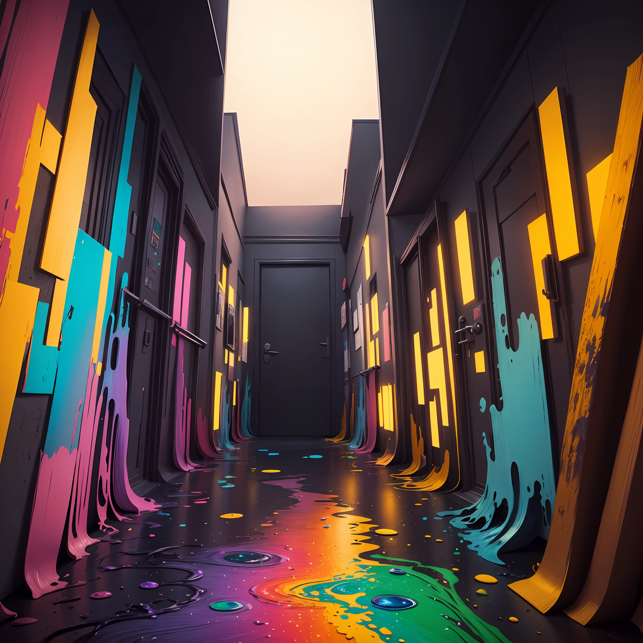 Psychedelic painting, alto detalhe, Minimalismo, lsd, muito colorido, First-person view, super detalhe, alta qualidade, melhor qualidade, detalhes elevados, cores vivas., Canon, Surrealism, first-person view, UHD, 8k --auto