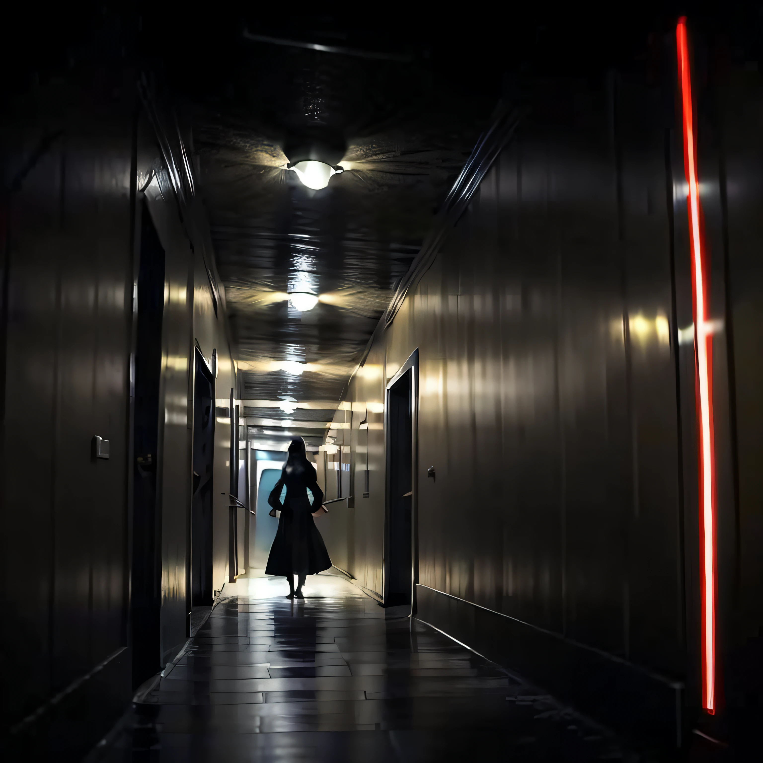 CREEPY GHOST OF A WOMAN IN A HALL