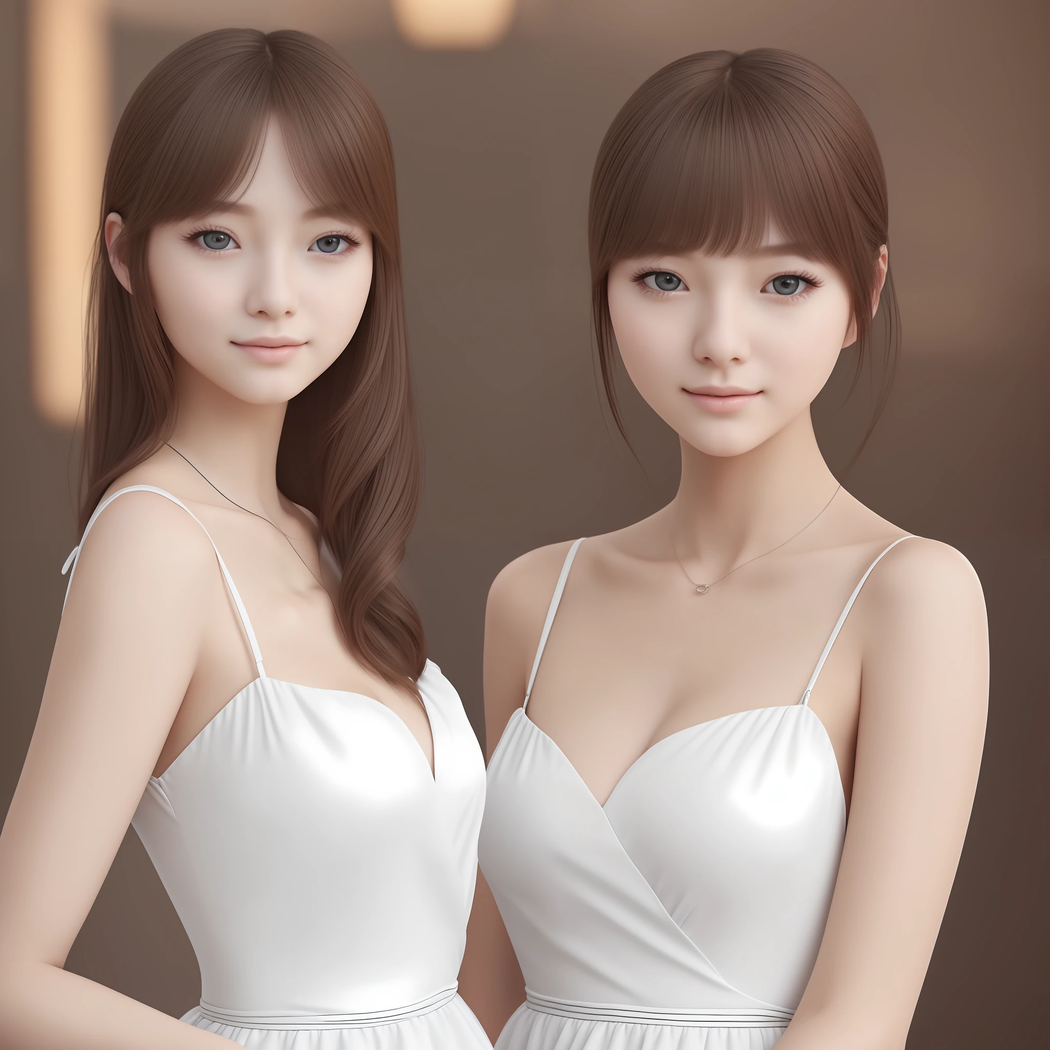 1girl, a 1 girl、beautifulface, (realistic photograph:1.4), (High detail skin:1.3), 8K UHD, DSLR, hig quality, a highres,Open Cafe、Dress with cleavage visible、Ultra high definition white skin、kawaii、17yearsold、 --auto