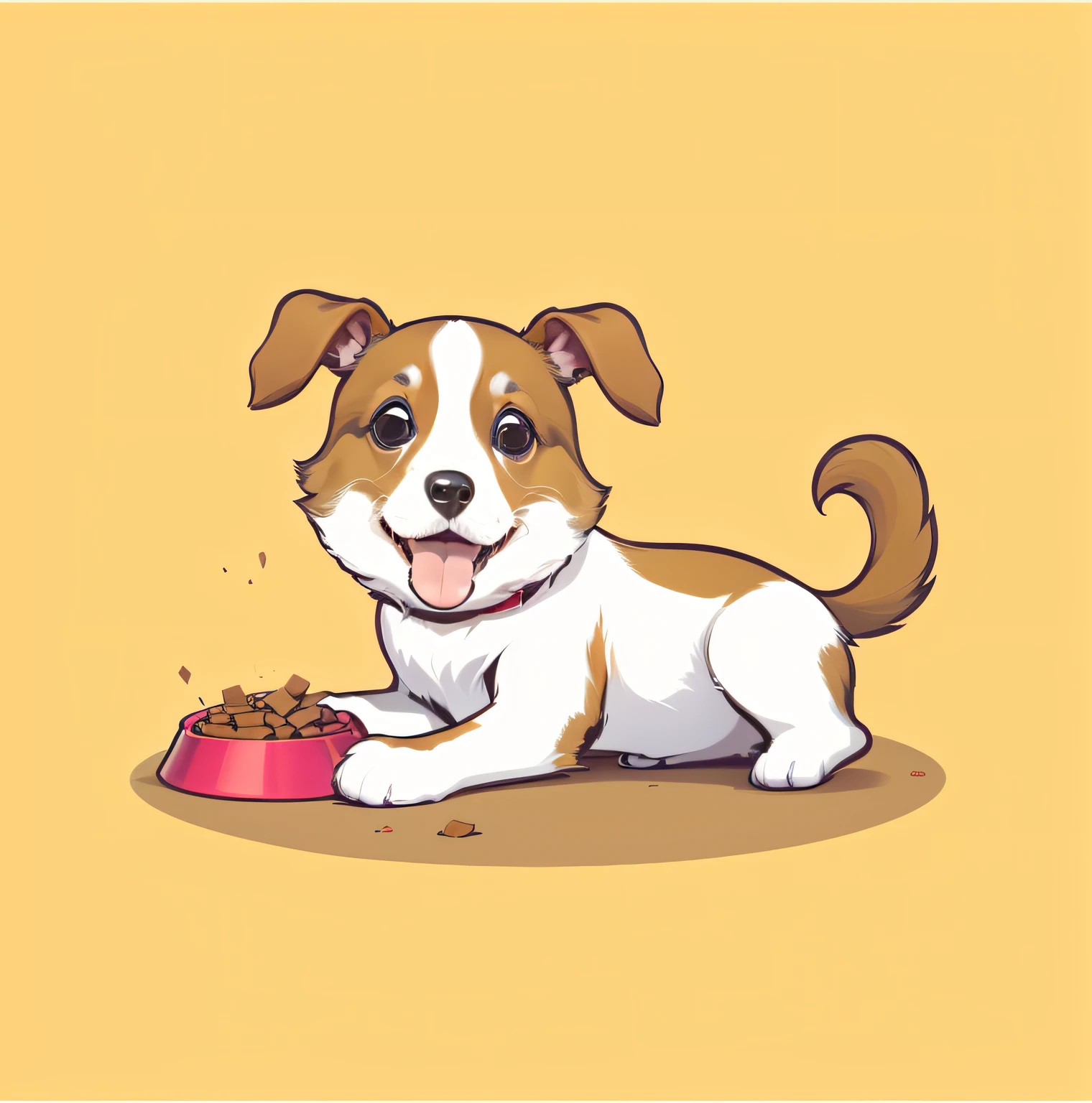 puppy capping in a feed pot, olhos grandes e brilhantes, fofinho, simpatico, sorriso simpatico, olhos e boca bem definidos --auto