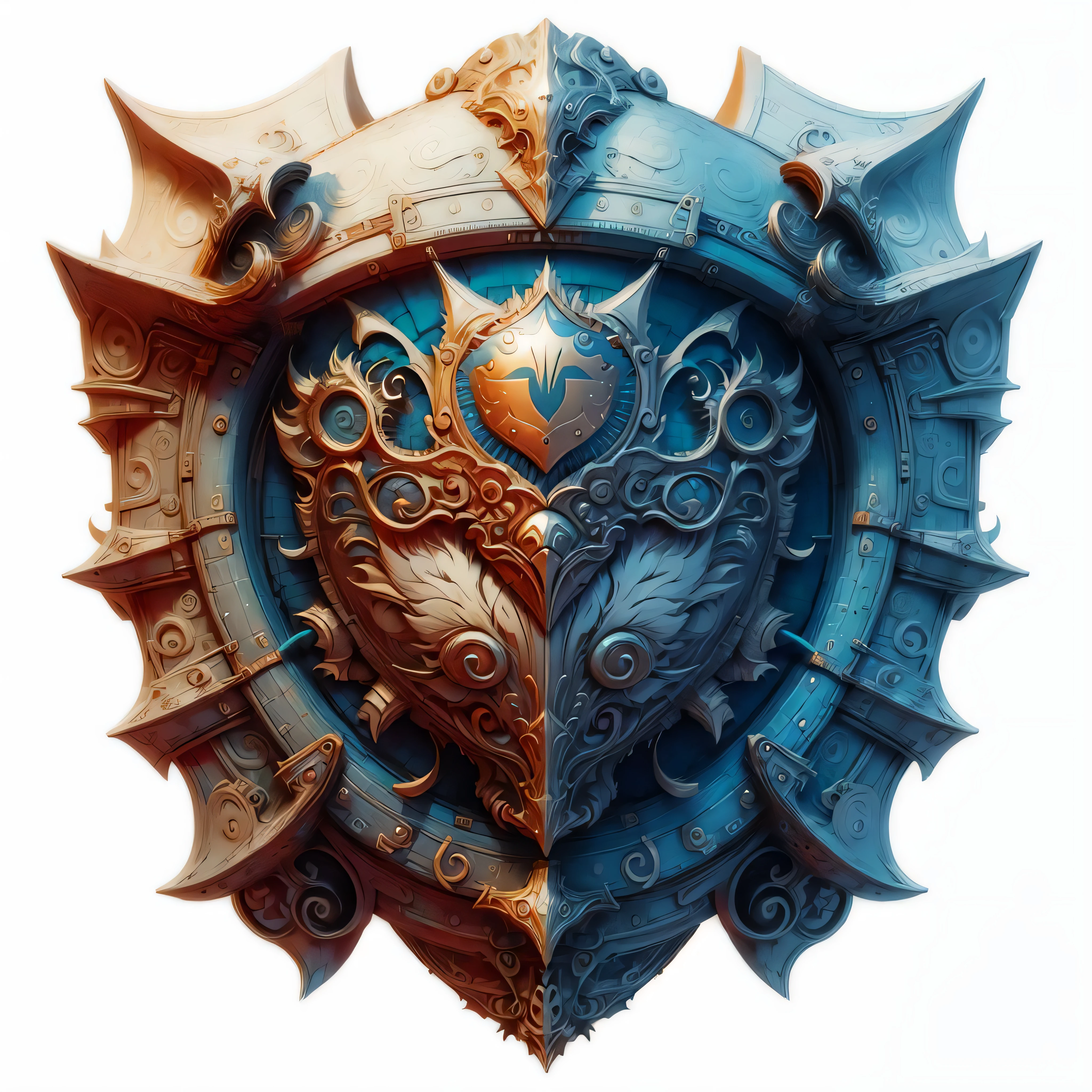 A w44p3n of a shield in front of a white background
