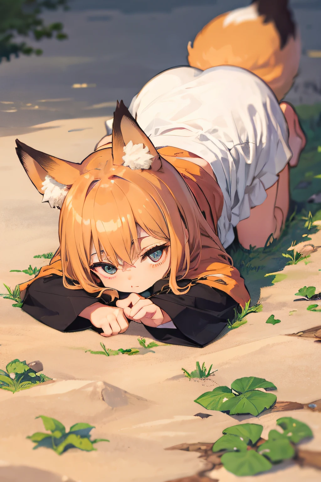baby fox crawling and with diaper