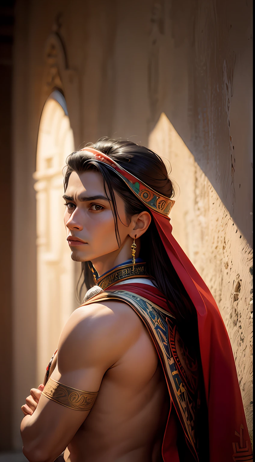 Retrato de rey azteca, Guerrero azteca, dios guerrero azteca, Guerrero azteca, Guerrero azteca, Guerrero Yaotl azteca, dios azteca, emperador azteca, rey azteca, retrato de un guerrero, Guerrero mexicano, Guerrero Jaguar Maya, retrato de un hombre guerrero, Aztec mythology, sacerdote maya, pose dinamica de cuerpocompleto, estilo Norman Rockwell--yo mismo --auto