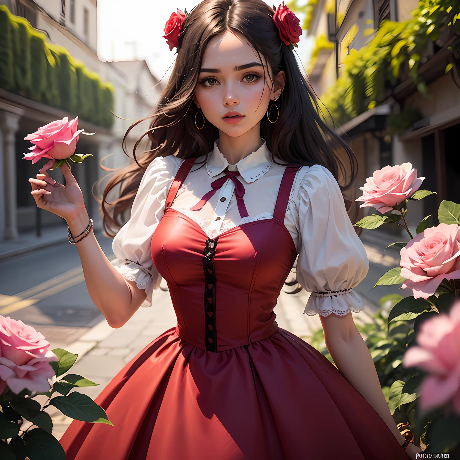 Template formato de Instagram, com uma coroa de rainha rosa e flores rosas ao redor de todo o template. --auto