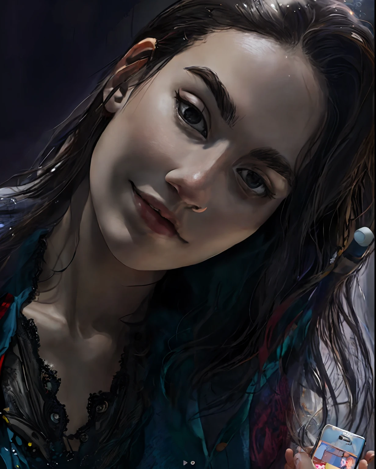 there is a woman taking a selfie with her cell phone, sem maquiagem, selfie de uma jovem mulher, Parece Ebru Sahin, 19-year-old girl, ela tem cerca de 1 6 anos de idade, taken in the early 2020s, Charli Bowater, Kailee Mandel, Serena Malyon, imagem de qualidade muito baixa